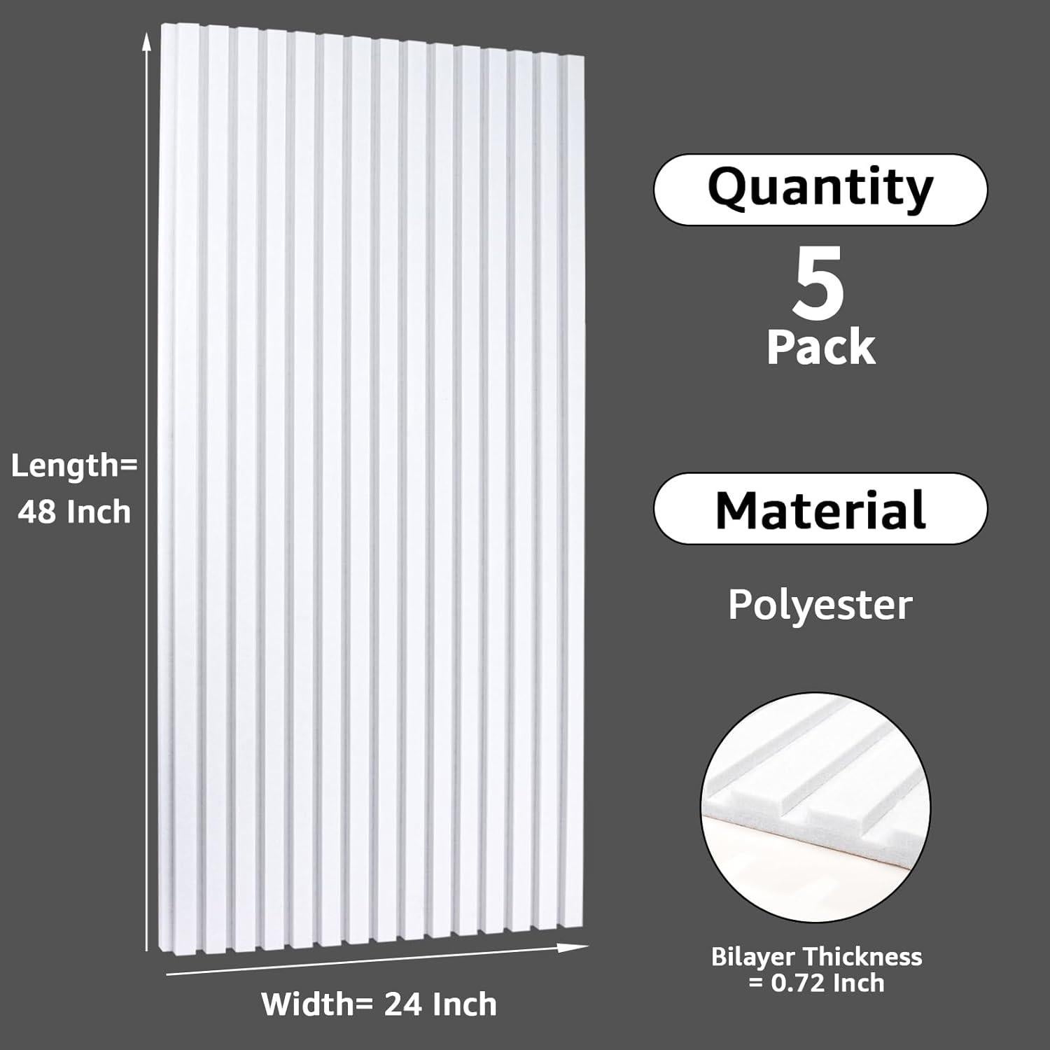 Paneles Acústicos Art3dwall 5 Pack 120x60 cm Aislantes Blancos