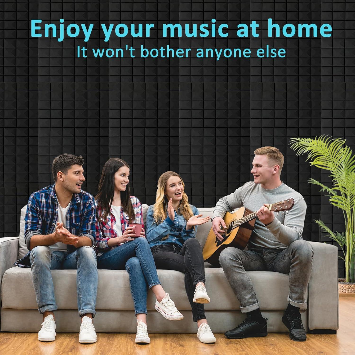 Paneles de Espuma Acústica Hwliyutai 121.92x60.96x5.08cm Negro