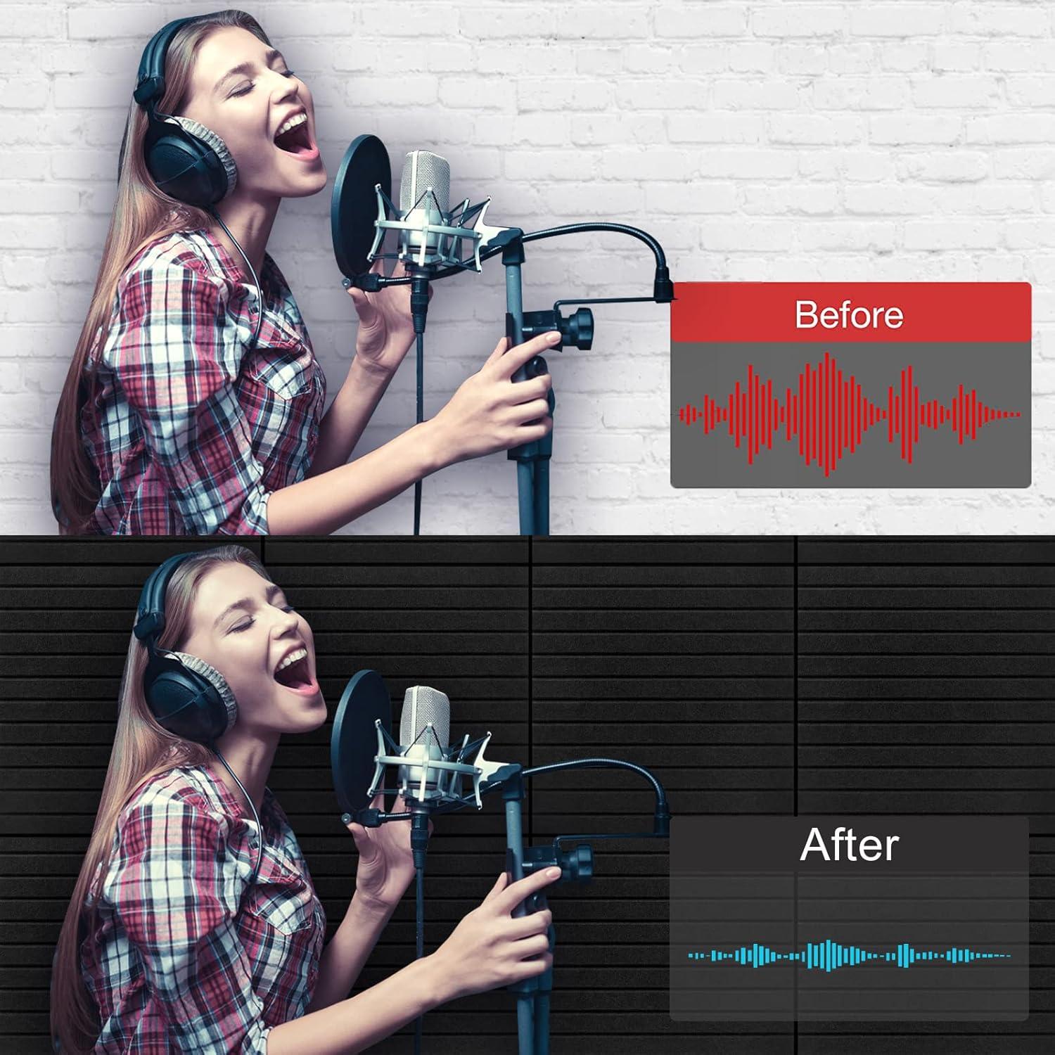 Paneles Acústicos HIJIRH 16 Pcs 30.48x30.48 cm Negro