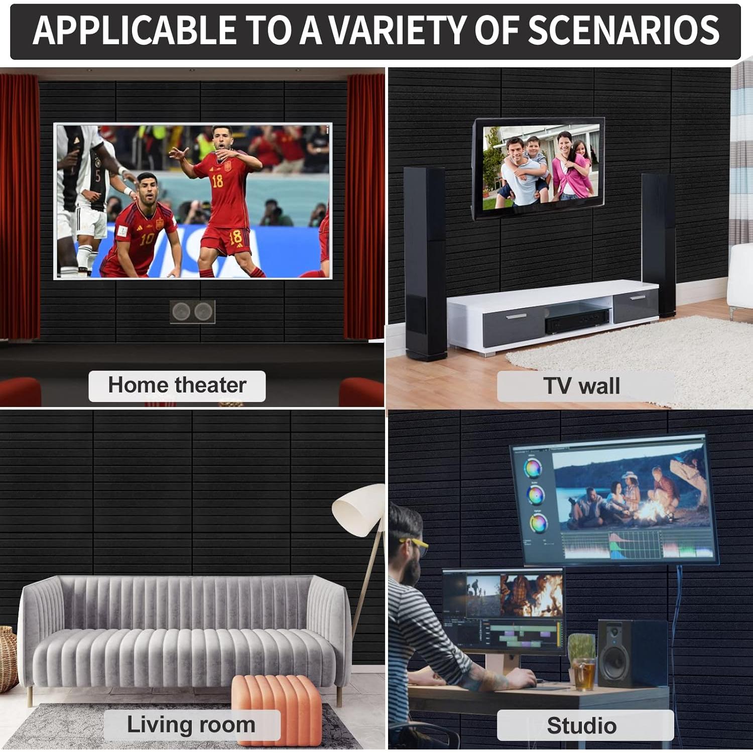 Paneles Acústicos HIJIRH 16 Pcs 30.48x30.48 cm Negro