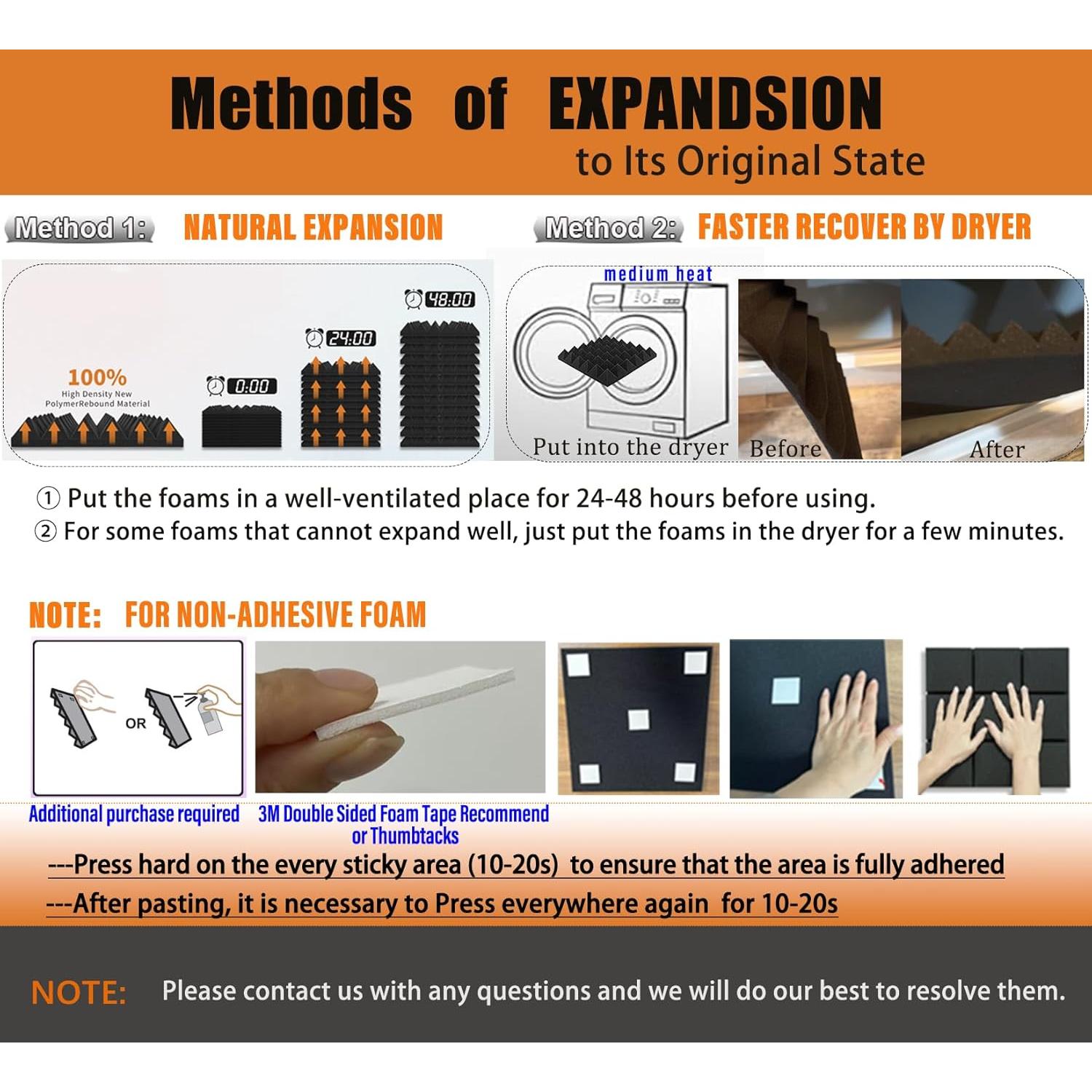 Paneles Acústicos de Espuma SAIQIANG 24 Paquetes 5.08x30.48 cm