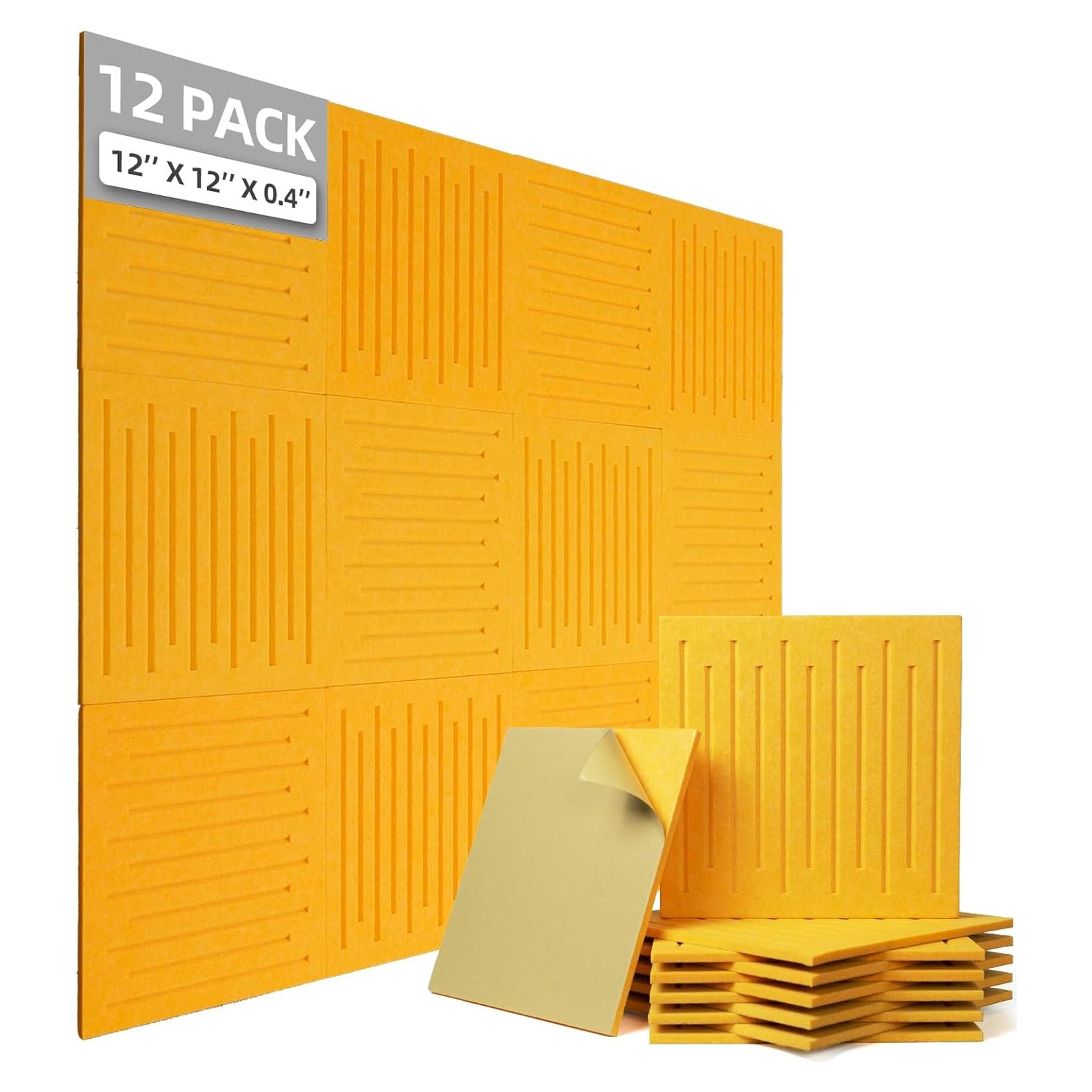 Paquete de 12 Paneles Acústicos KOIGO Amarillo Naranja 30.48 cm