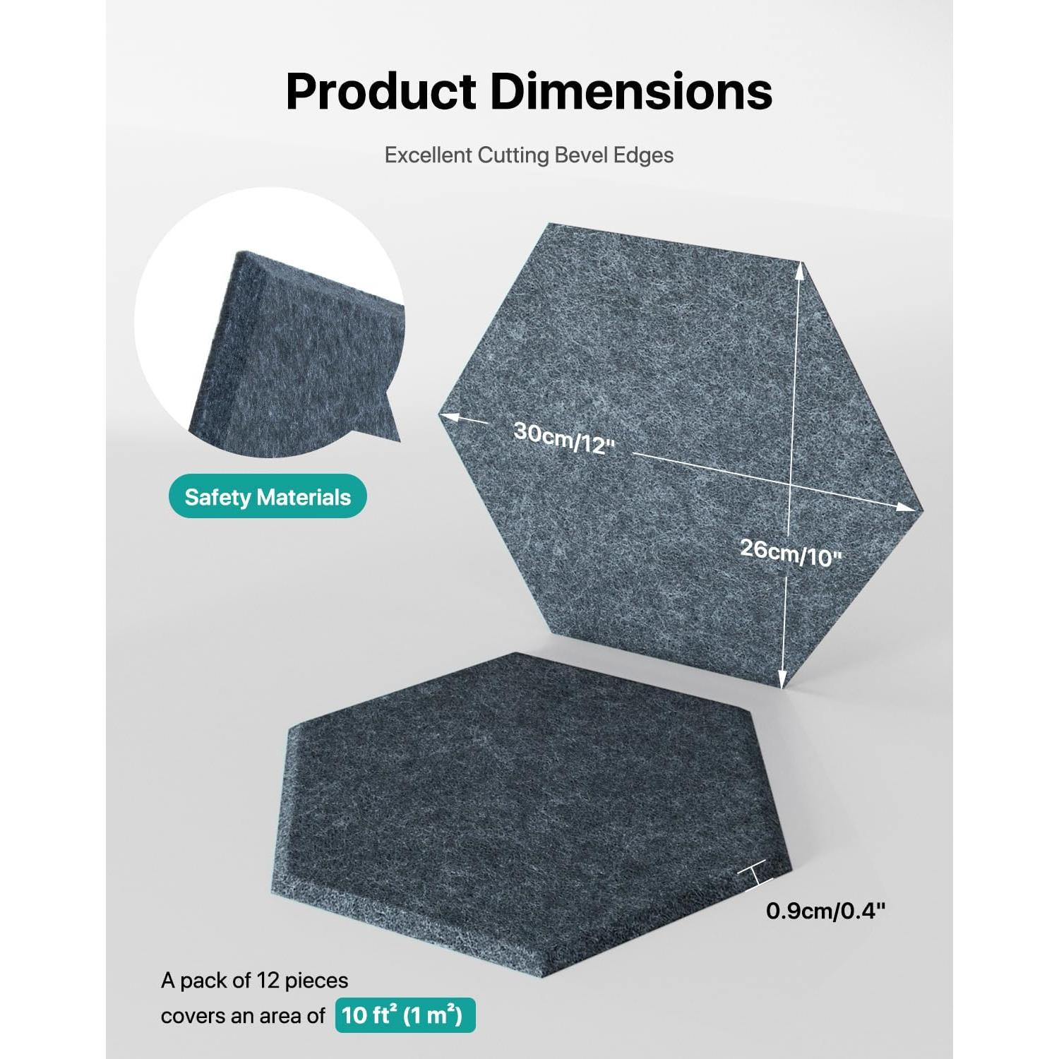 Paneles Acústicos Soundsbay 12 Piezas 30.48x25.4cm Gris Oscuro