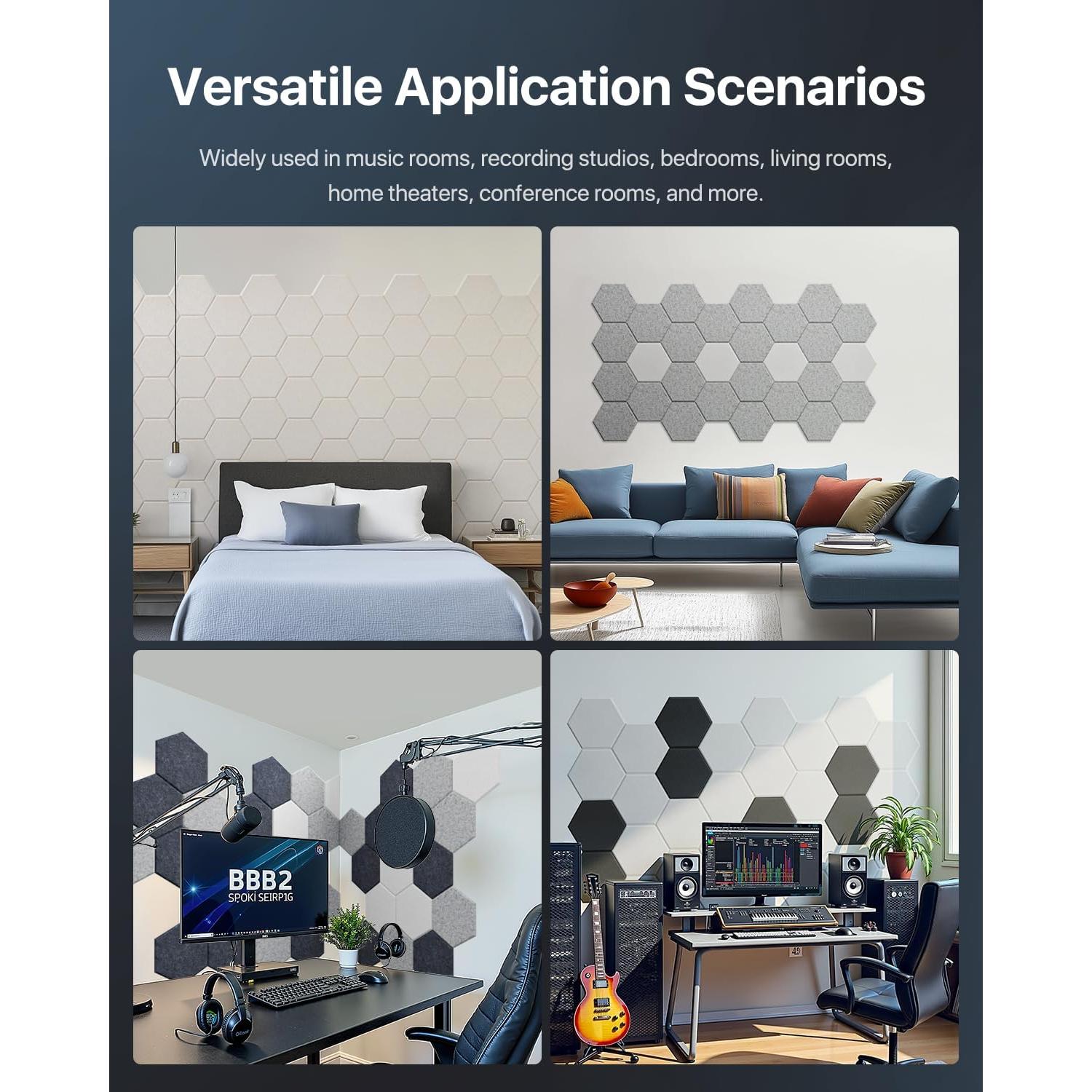Paneles Acústicos Soundsbay 12 Piezas 30.48x25.4cm Gris Oscuro