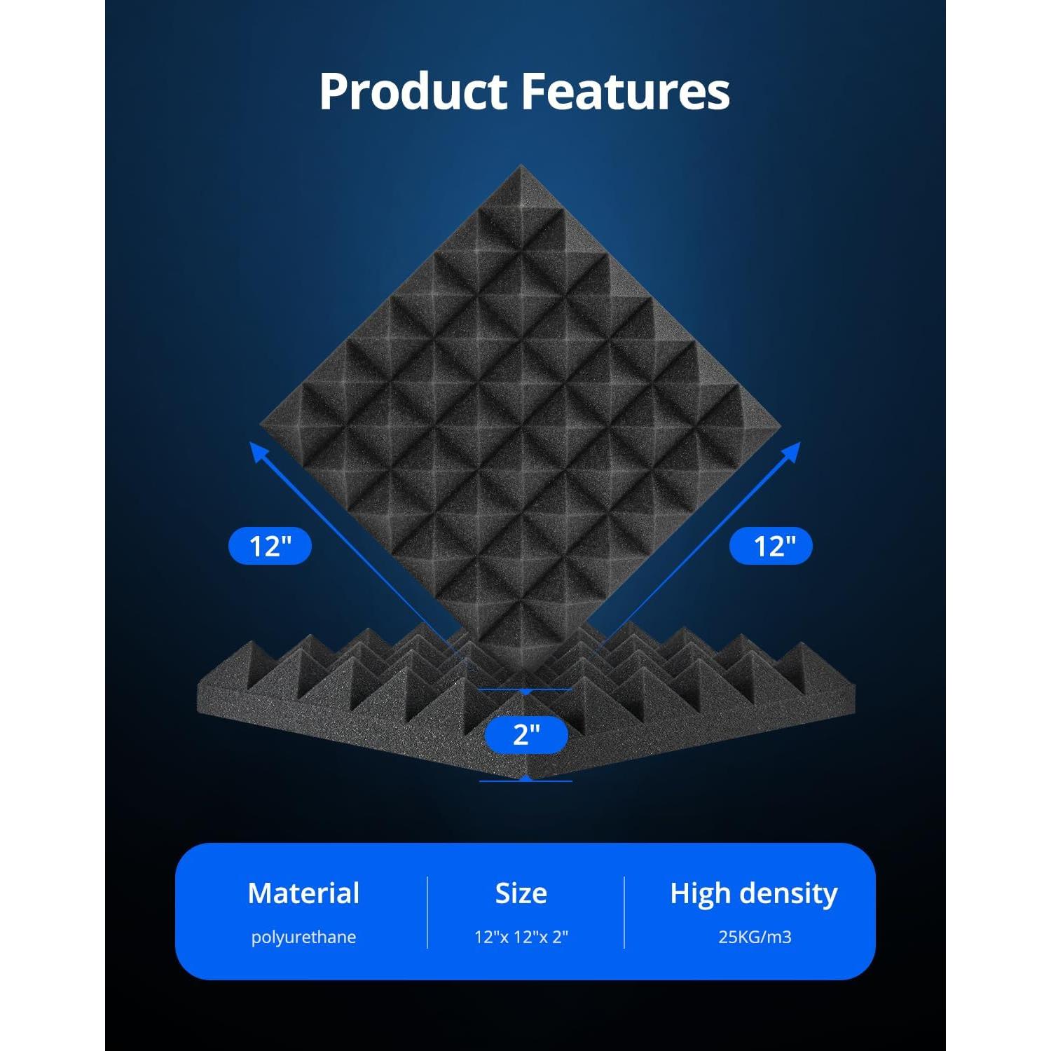 Paneles Acústicos Kuchoow Autoadhesivos 24 Piezas 30.48 cm