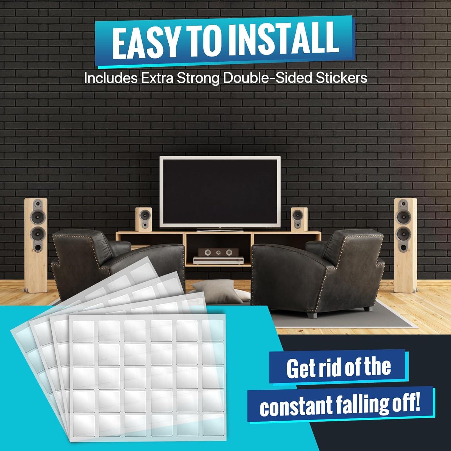 Sound Proof Foam Panels, Kuchoow 12 Pack Acoustic Panels 1" X 12" X 12" Sound Absorbing Noise Cancelling Wall Panels for Studio/Living Room/Bedroom Soundproofing(Come with Adhesive Sticker)