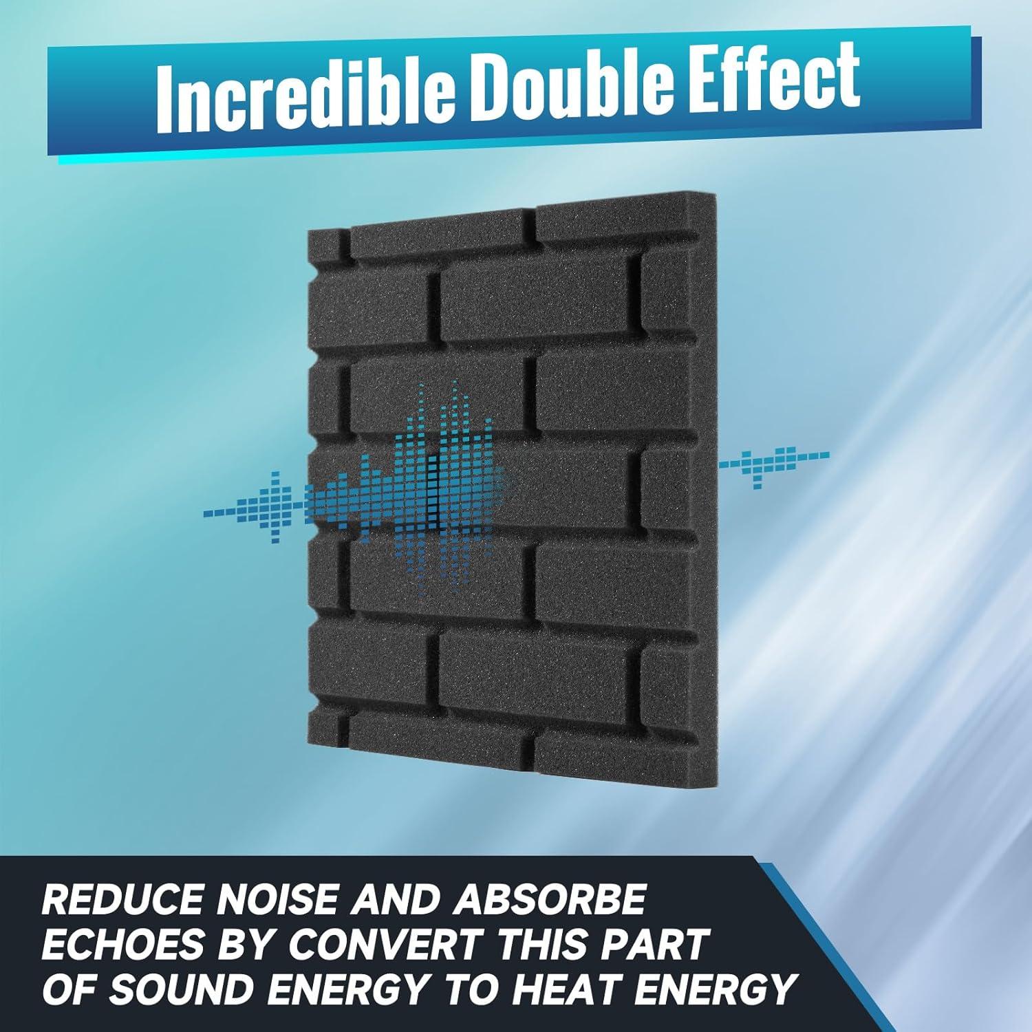 Sound Proof Foam Panels, Kuchoow 12 Pack Acoustic Panels 1" X 12" X 12" Sound Absorbing Noise Cancelling Wall Panels for Studio/Living Room/Bedroom Soundproofing(Come with Adhesive Sticker)