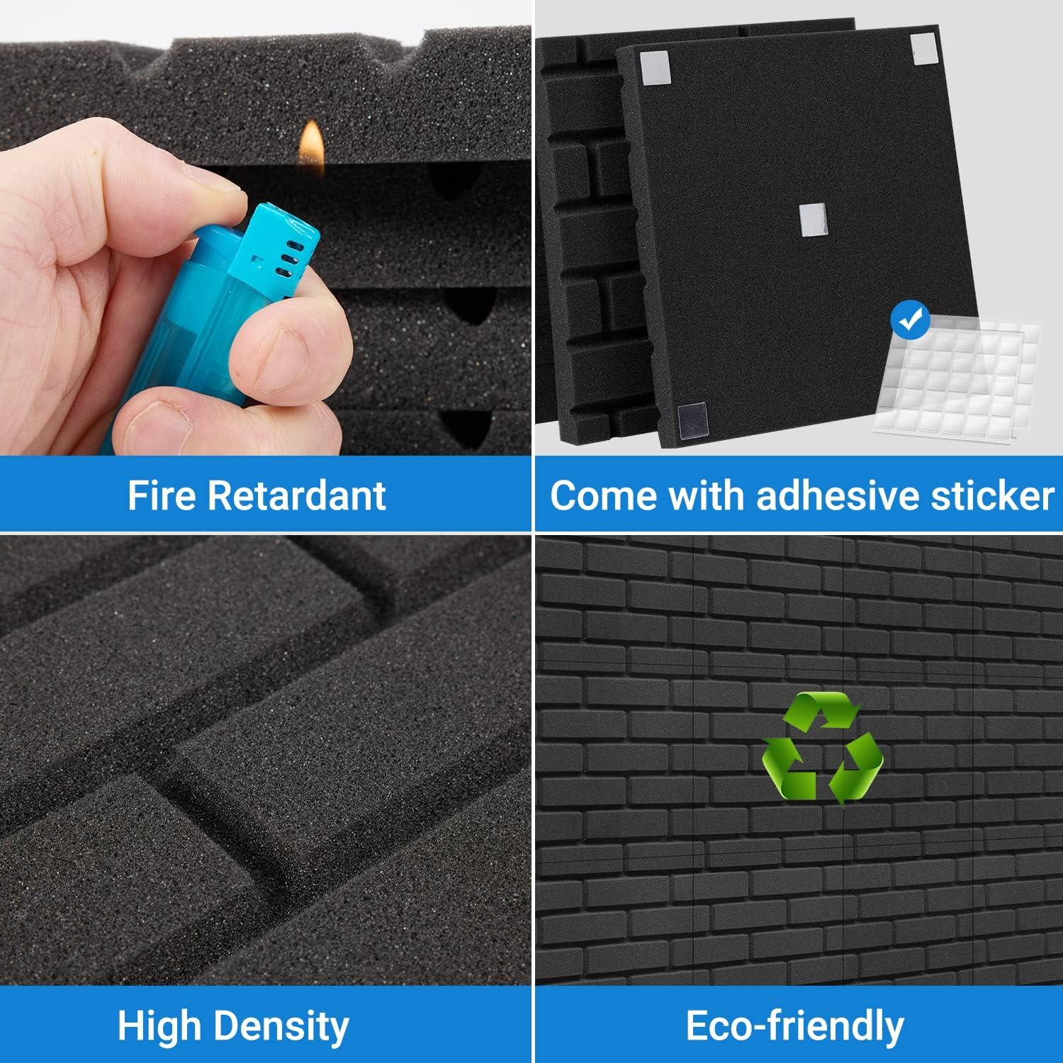 Sound Proof Foam Panels, Kuchoow 12 Pack Acoustic Panels 1" X 12" X 12" Sound Absorbing Noise Cancelling Wall Panels for Studio/Living Room/Bedroom Soundproofing(Come with Adhesive Sticker)