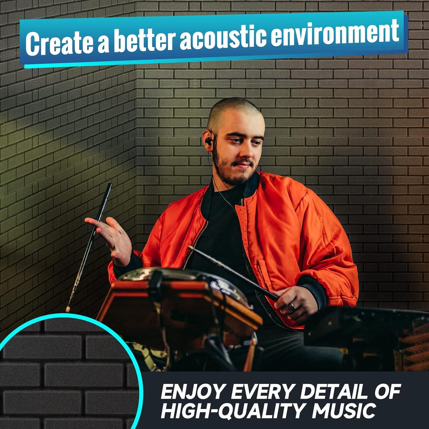 Sound Proof Foam Panels, Kuchoow 12 Pack Acoustic Panels 1" X 12" X 12" Sound Absorbing Noise Cancelling Wall Panels for Studio/Living Room/Bedroom Soundproofing(Come with Adhesive Sticker)