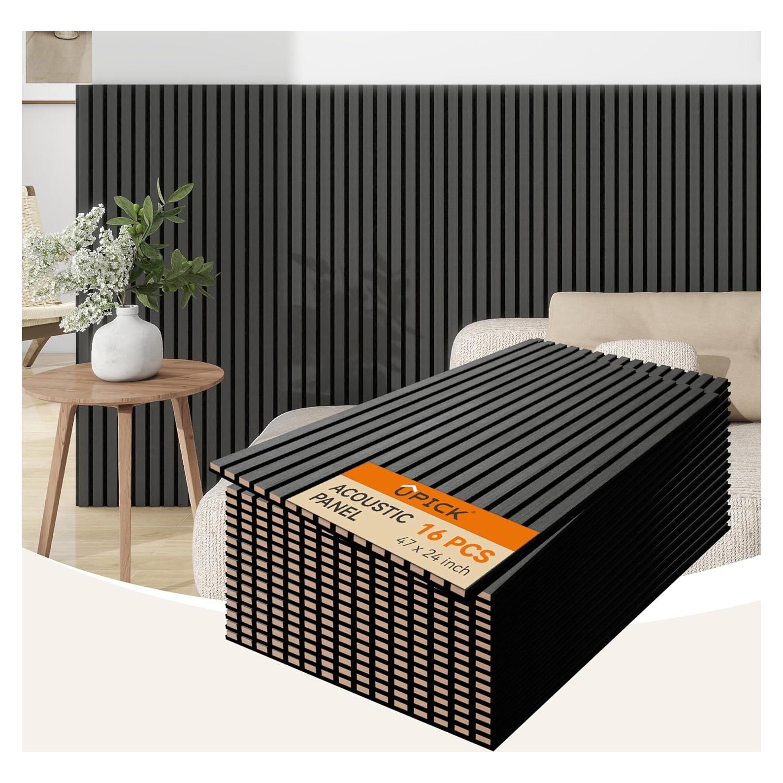 Paneles Acústicos Absorbentes Upick 16 Piezas 48x61cm Negro Mate