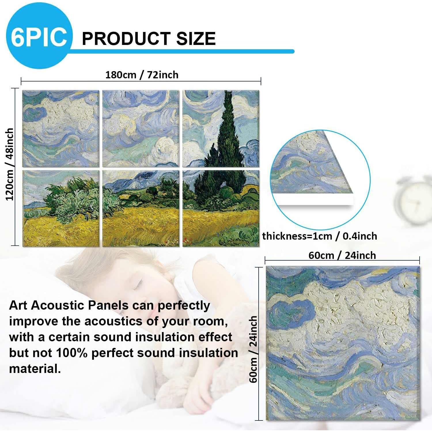 Paneles Acústicos Artísticos JBER 182.88x121.92cm Campo de Trigo y Ciprés