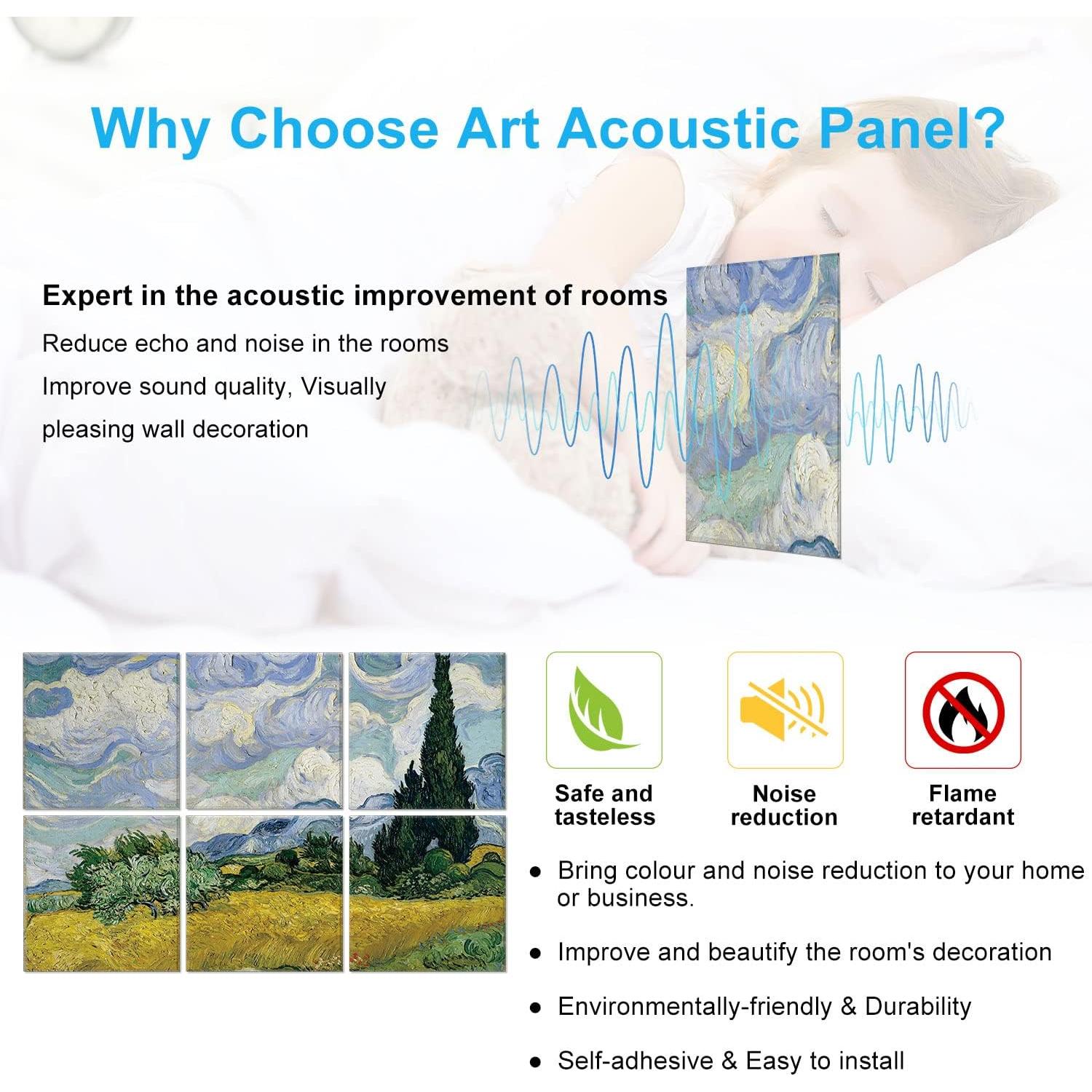 Paneles Acústicos Artísticos JBER 182.88x121.92cm Campo de Trigo y Ciprés