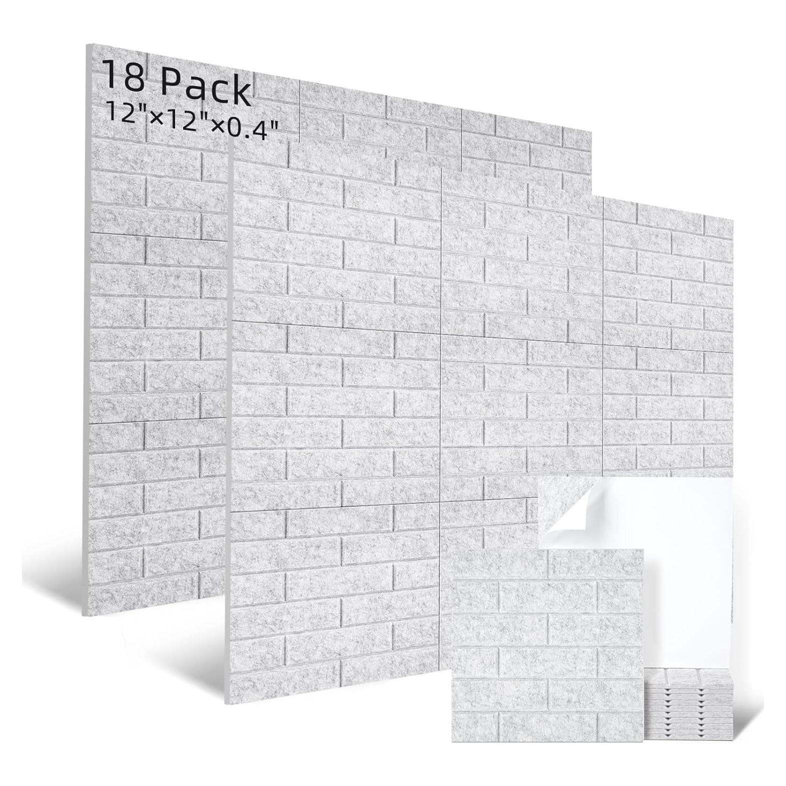 Paneles Acústicos Autoadhesivos Tutmyrea 18 PCS Ladrillo Gris