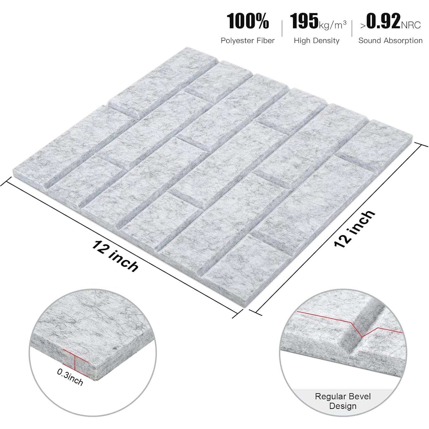 Paneles Acústicos Autoadhesivos Tutmyrea 18 PCS Ladrillo Gris