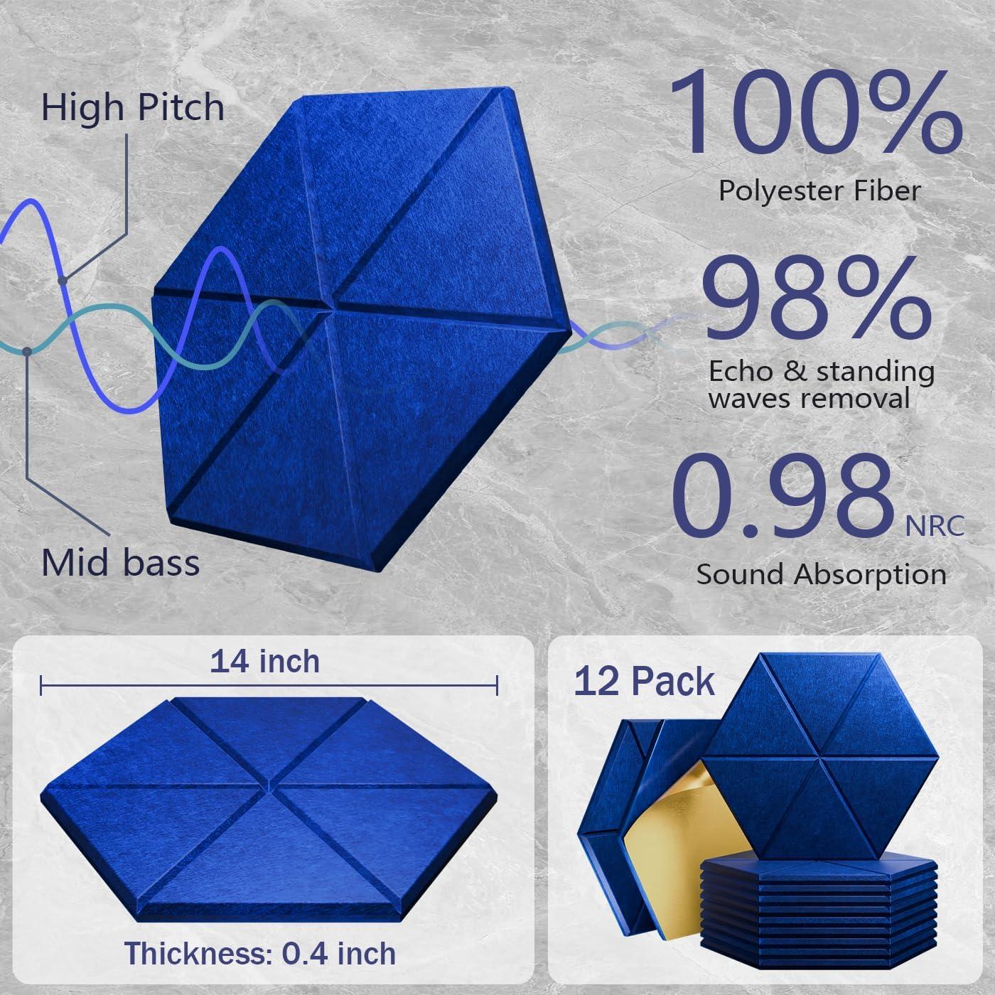 Paquete de 12 Paneles Acústicos Autoadhesivos Diapu 35.5x30.5cm