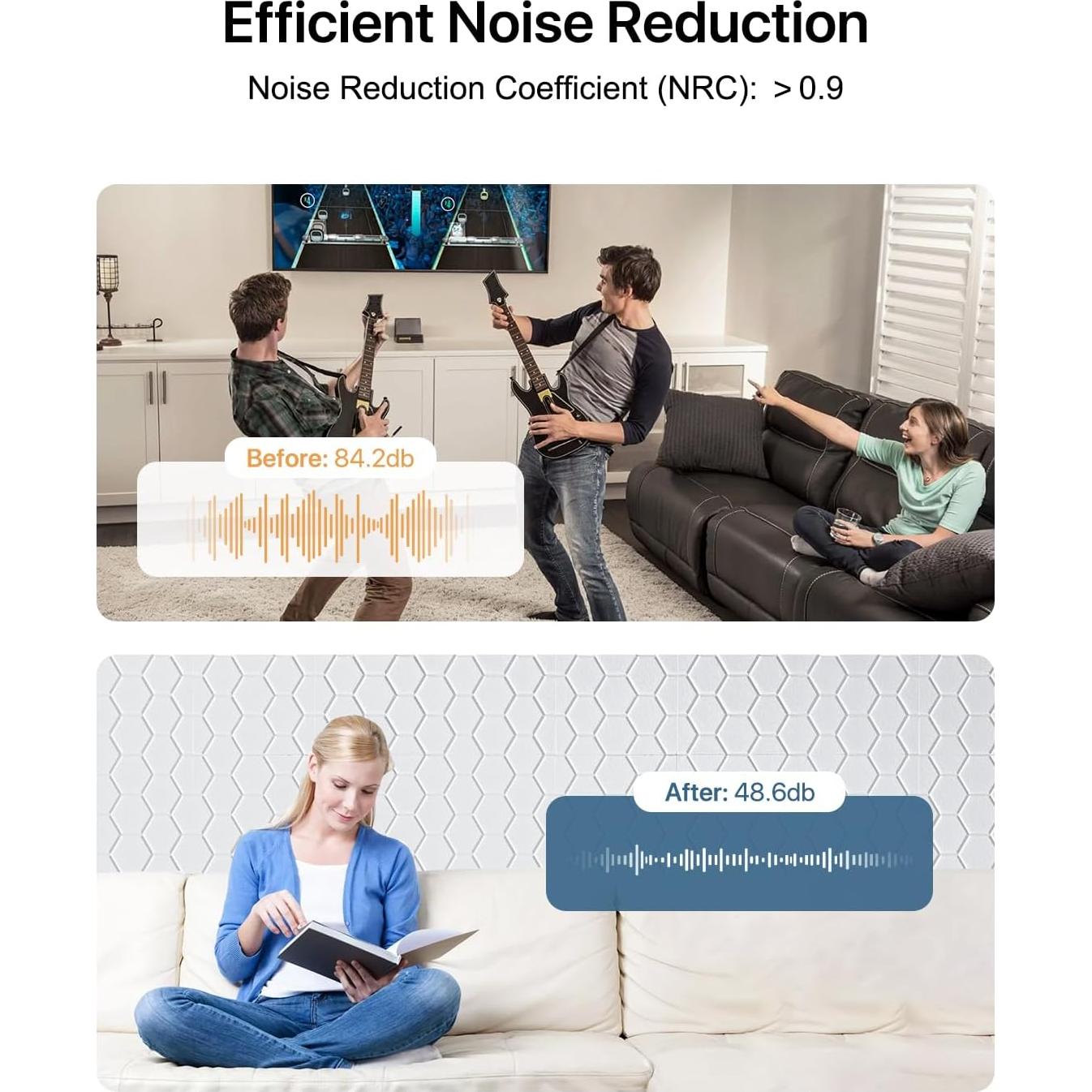 Paneles Acústicos Kuchoow 12 Piezas 30.48x30.48cm Beige