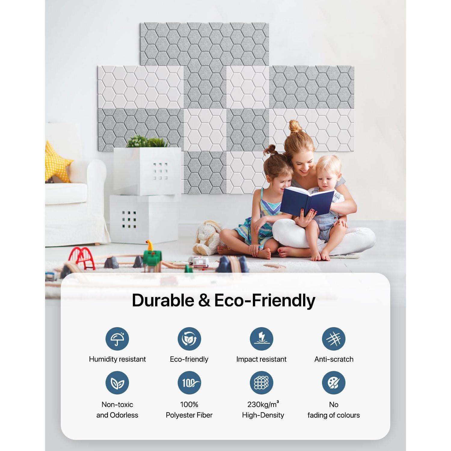 Paneles Acústicos Kuchoow 12 Piezas 30.48x30.48cm Beige