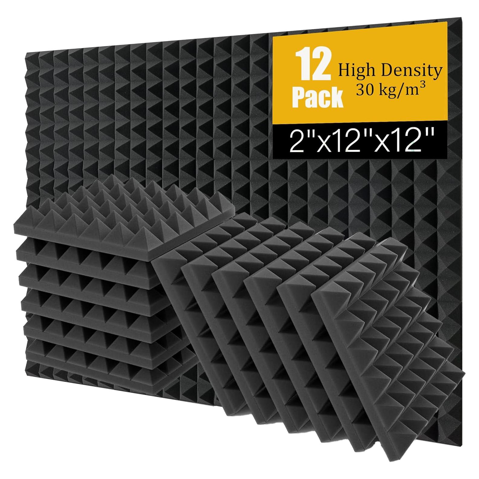 Paneles Acústicos Saiqiang 12 Pack Pirámide Negra 30.48x30.48cm