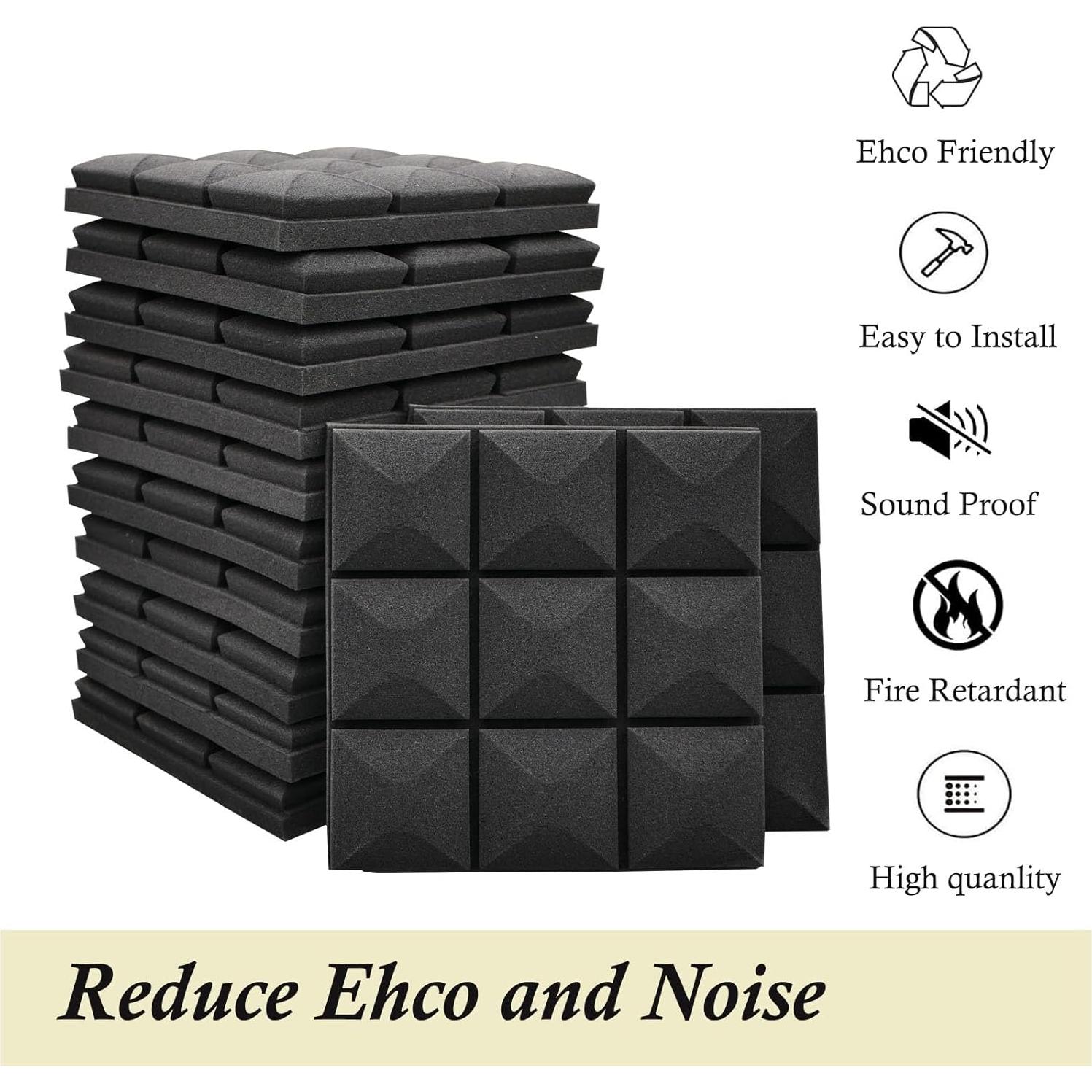 Paquete de 24 Paneles Acústicos Tipo Hongo 30x30 cm Alta Densidad