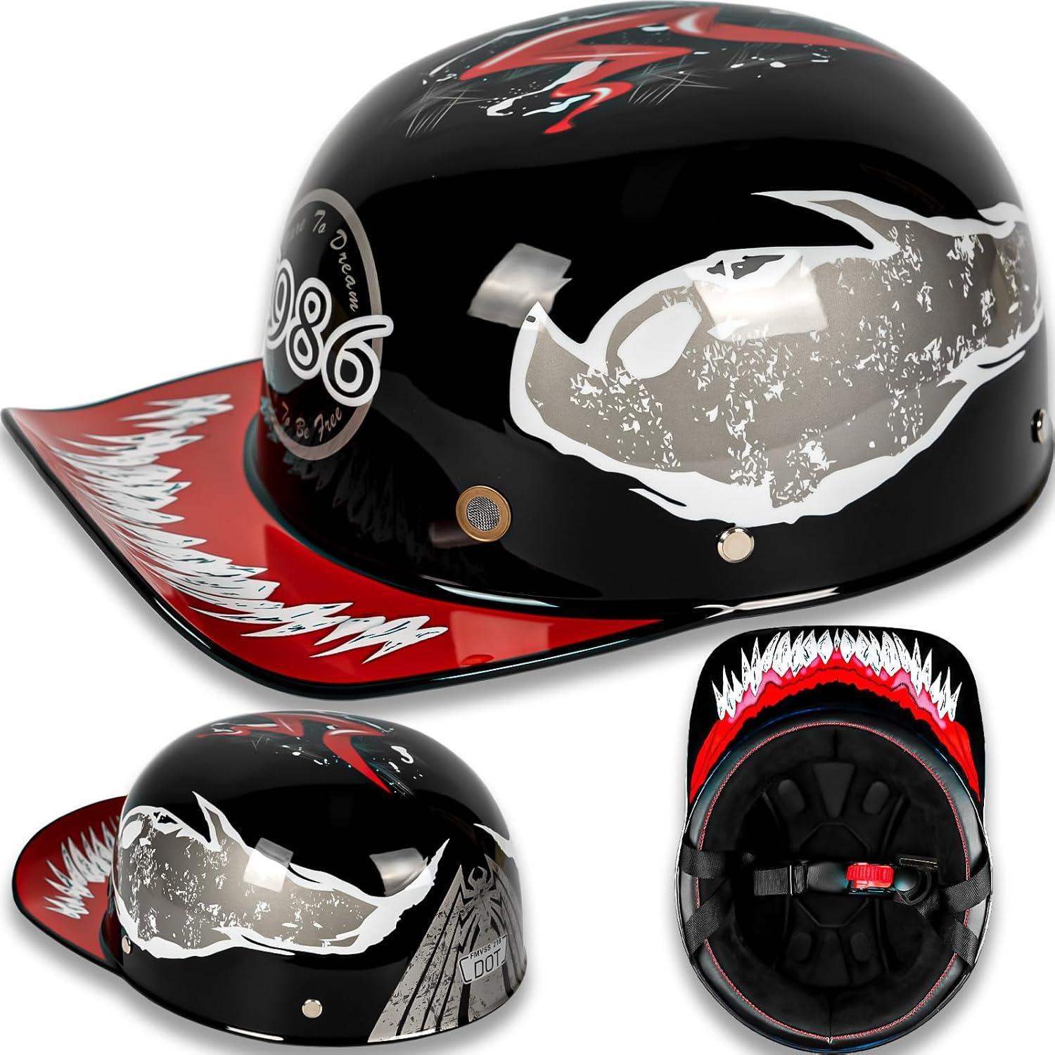 Casco Estilo Béisbol Yesmotor Mediano Fibra de Carbono