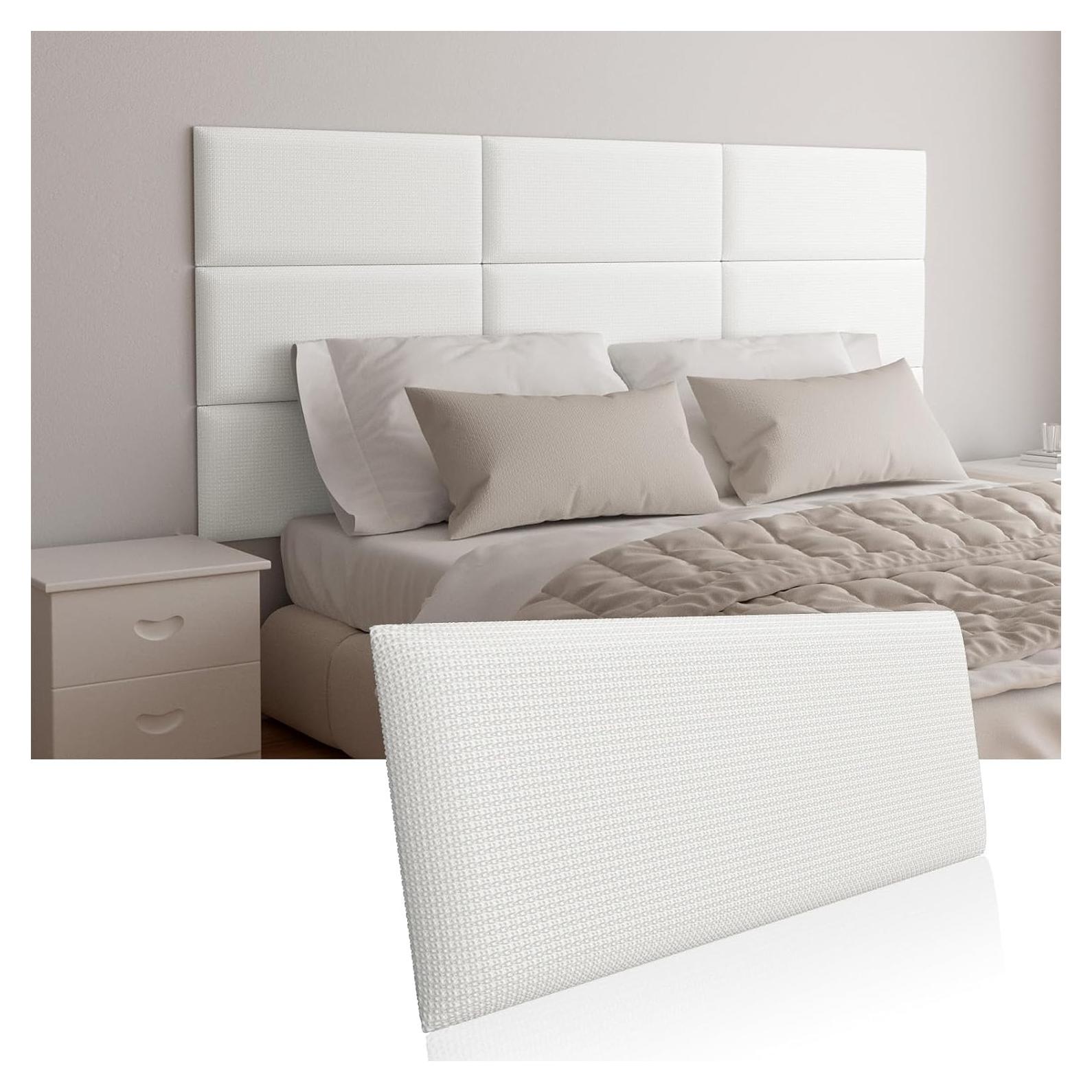 Cabecera Tapizada Beige Greymond Panel Acústico 4 Unidades