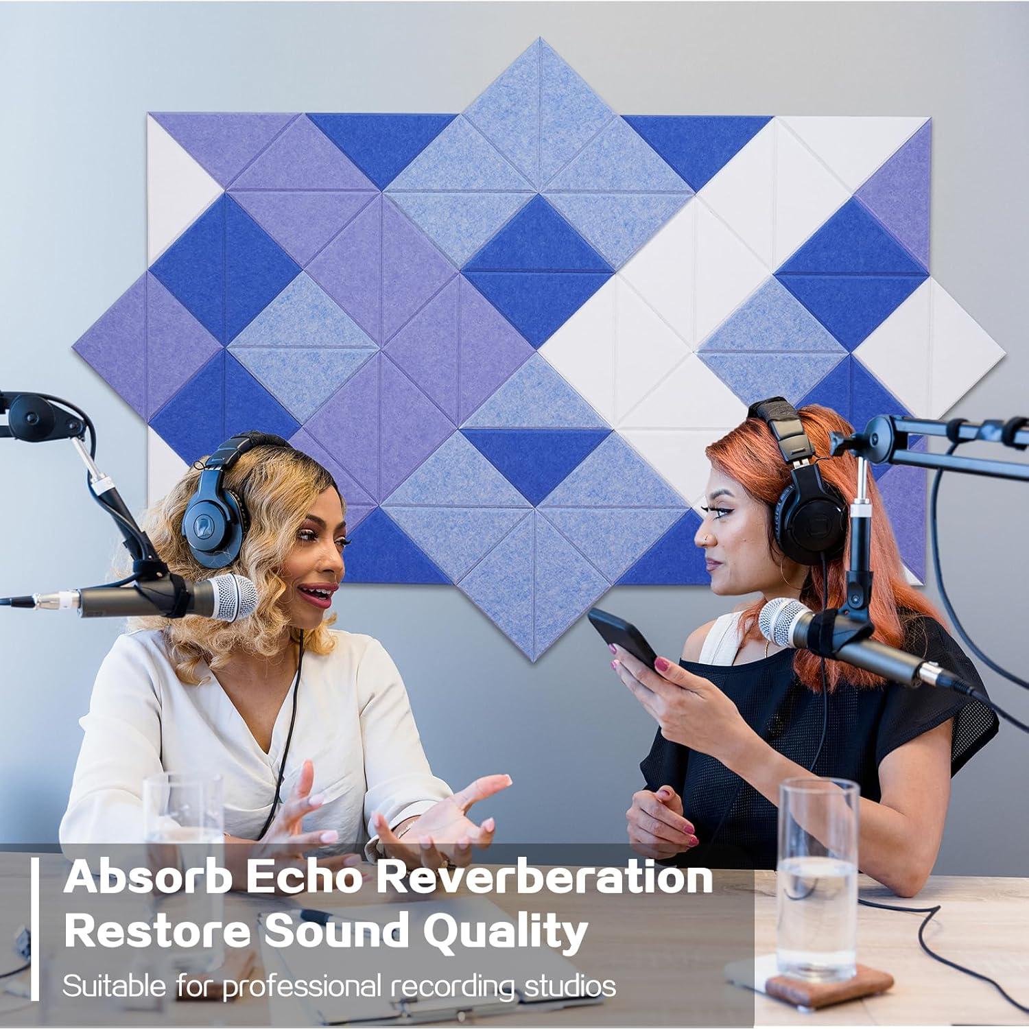 Paneles Acústicos Triangulares Autoadhesivos Tutmyrea 64 Pack 160x80cm