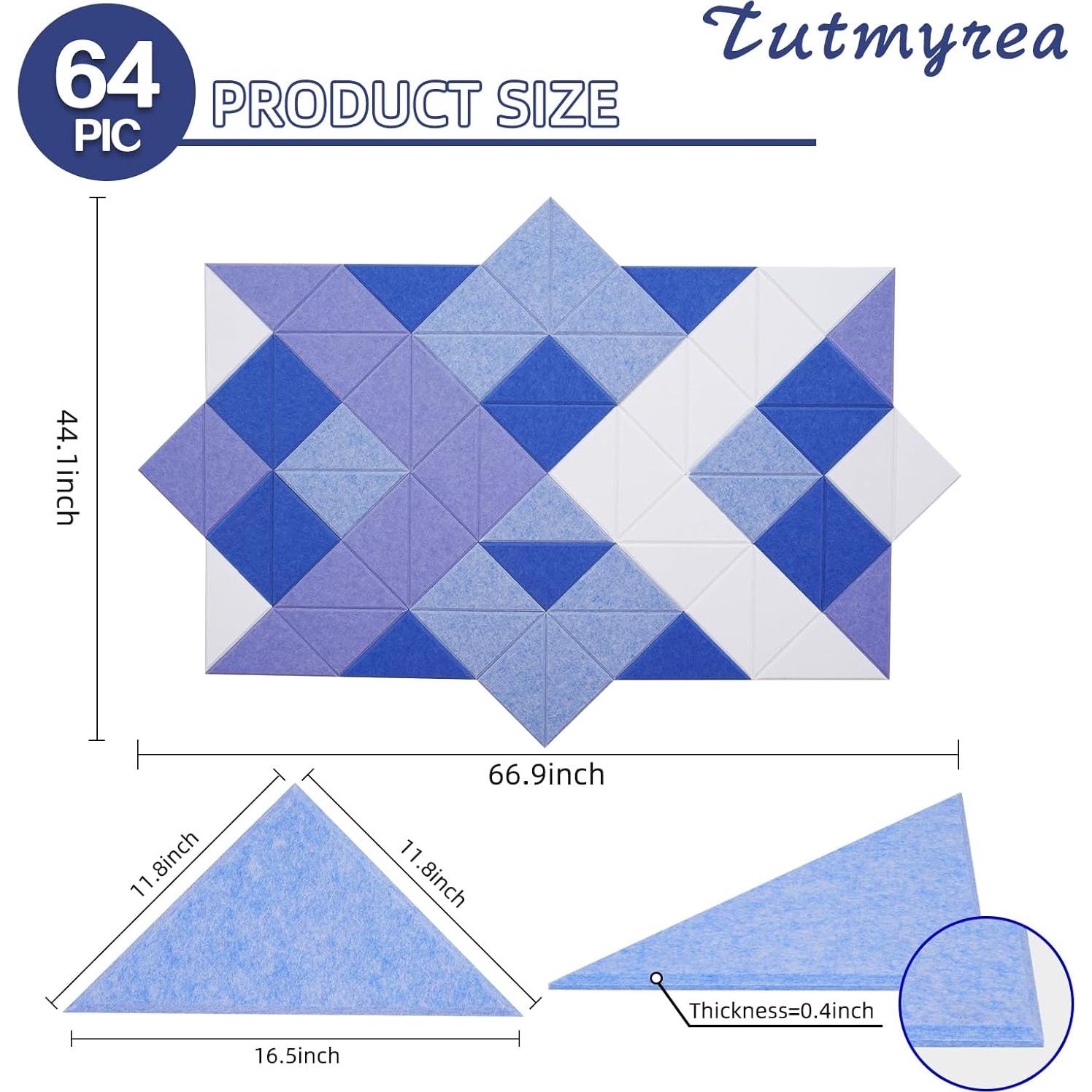 Paneles Acústicos Triangulares Autoadhesivos Tutmyrea 64 Pack 160x80cm