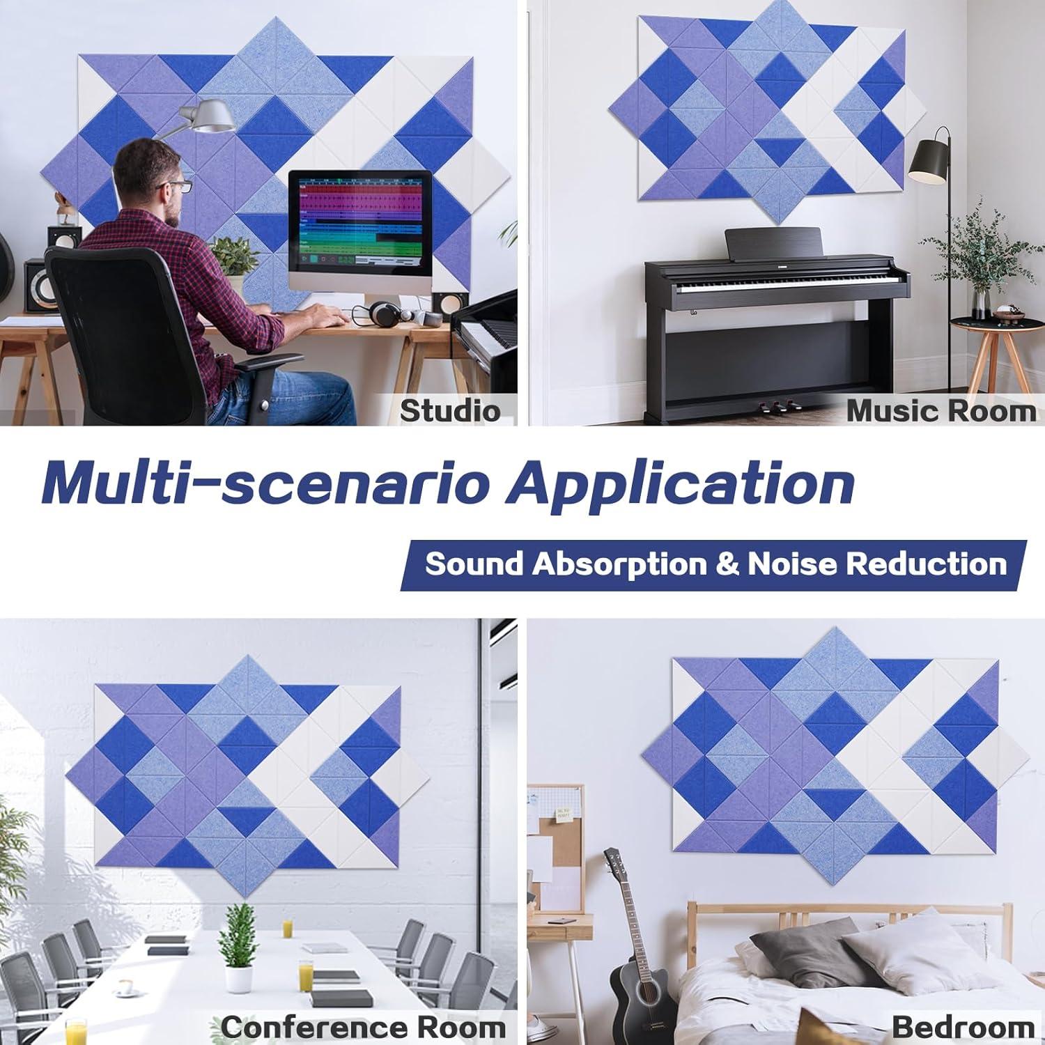 Paneles Acústicos Triangulares Autoadhesivos Tutmyrea 64 Pack 160x80cm