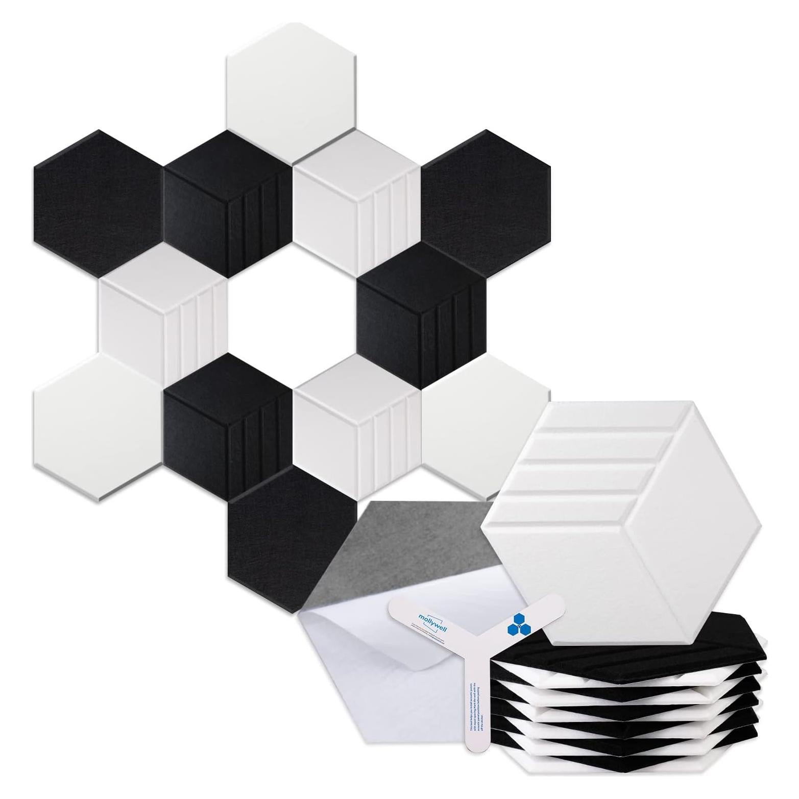 Paneles Acústicos Mollywell 12 Pcs Aislamiento Sonoro 35.56x30.48 cm