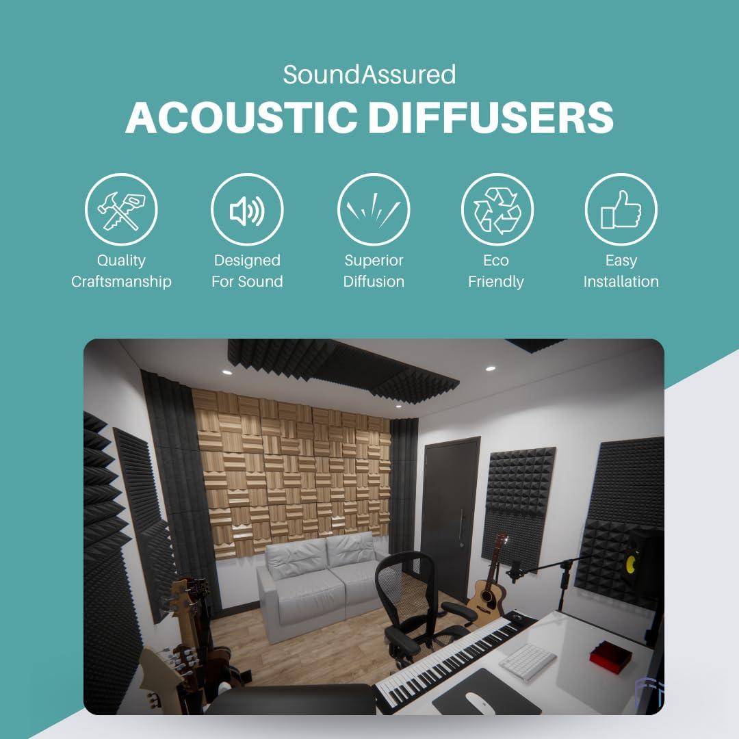 Difusor Acústico de Madera SoundAssured - Cuña 60x60cm