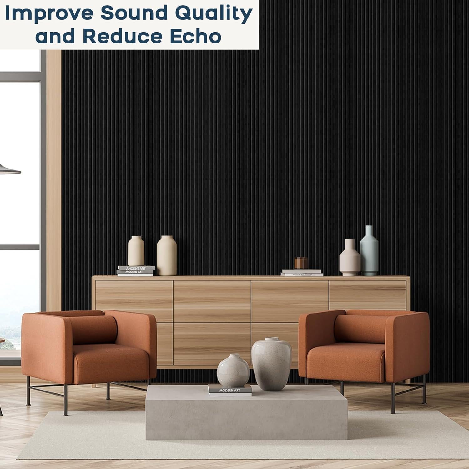 BUBOS Paneles Acústicos Grandes 120x60 cm Autoadhesivos Negro
