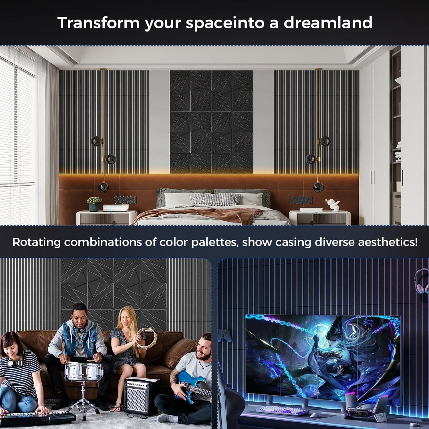 Paquete de 6 Paneles Aislantes de Sonido BSHEAD 61x30.5cm