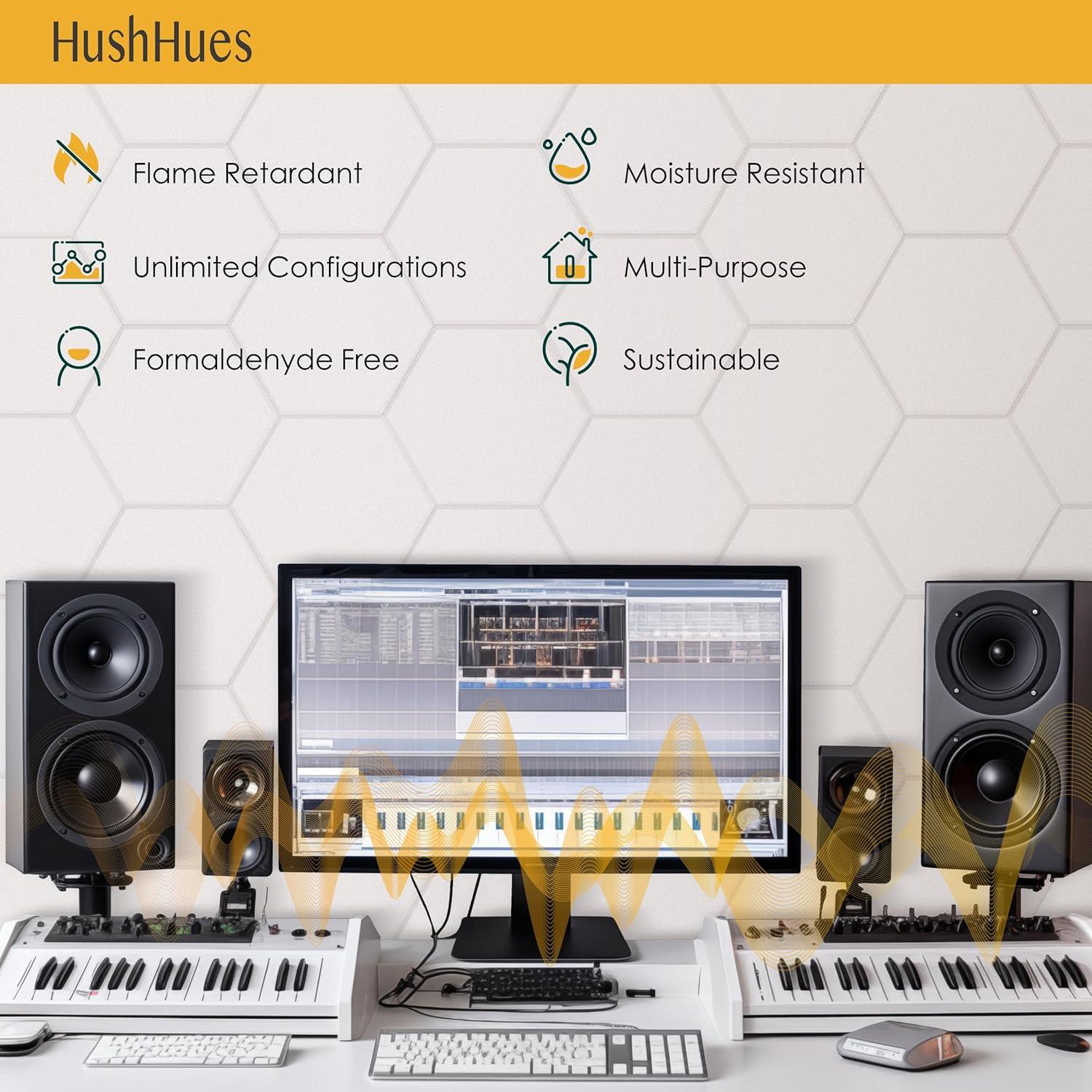 Paquete de 12 Paneles Acústicos Hexagonales 35.5x35.5 cm