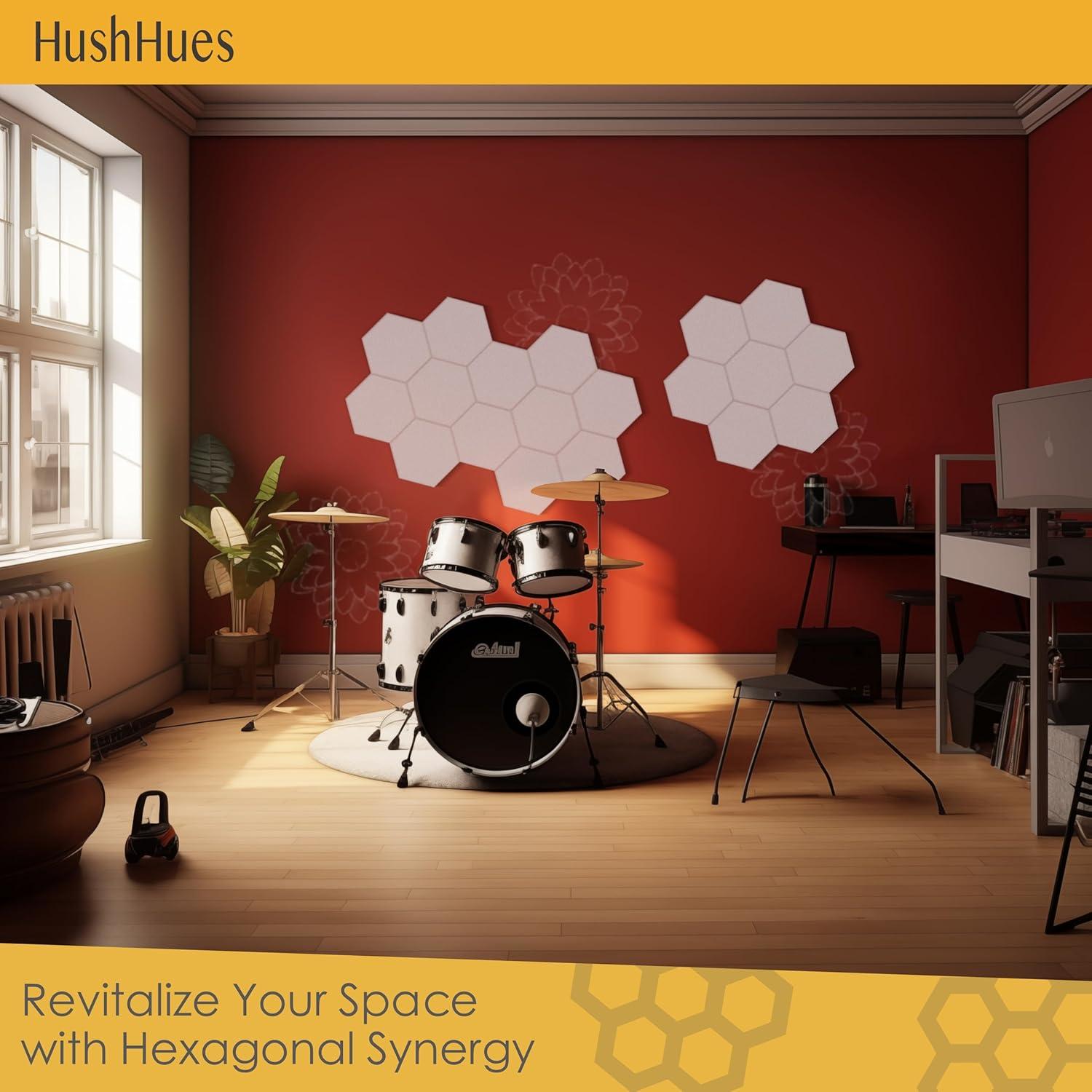 Paquete de 12 Paneles Acústicos Hexagonales 35.5x35.5 cm