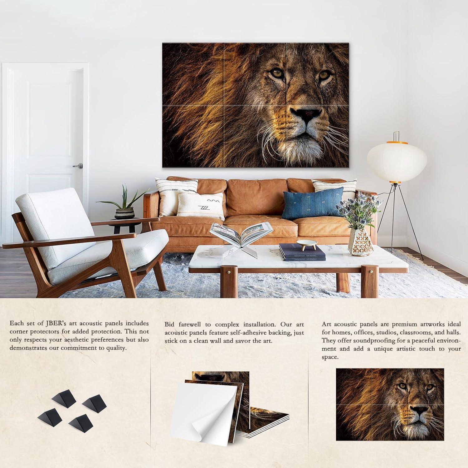 Paneles Acústicos Artísticos JBER 6 Piezas 55.88x121.92 cm León