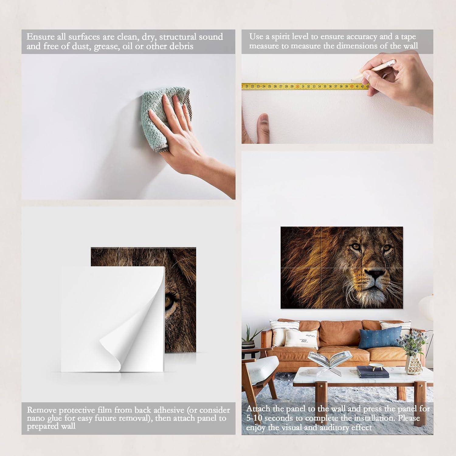 Paneles Acústicos Artísticos JBER 6 Piezas 55.88x121.92 cm León