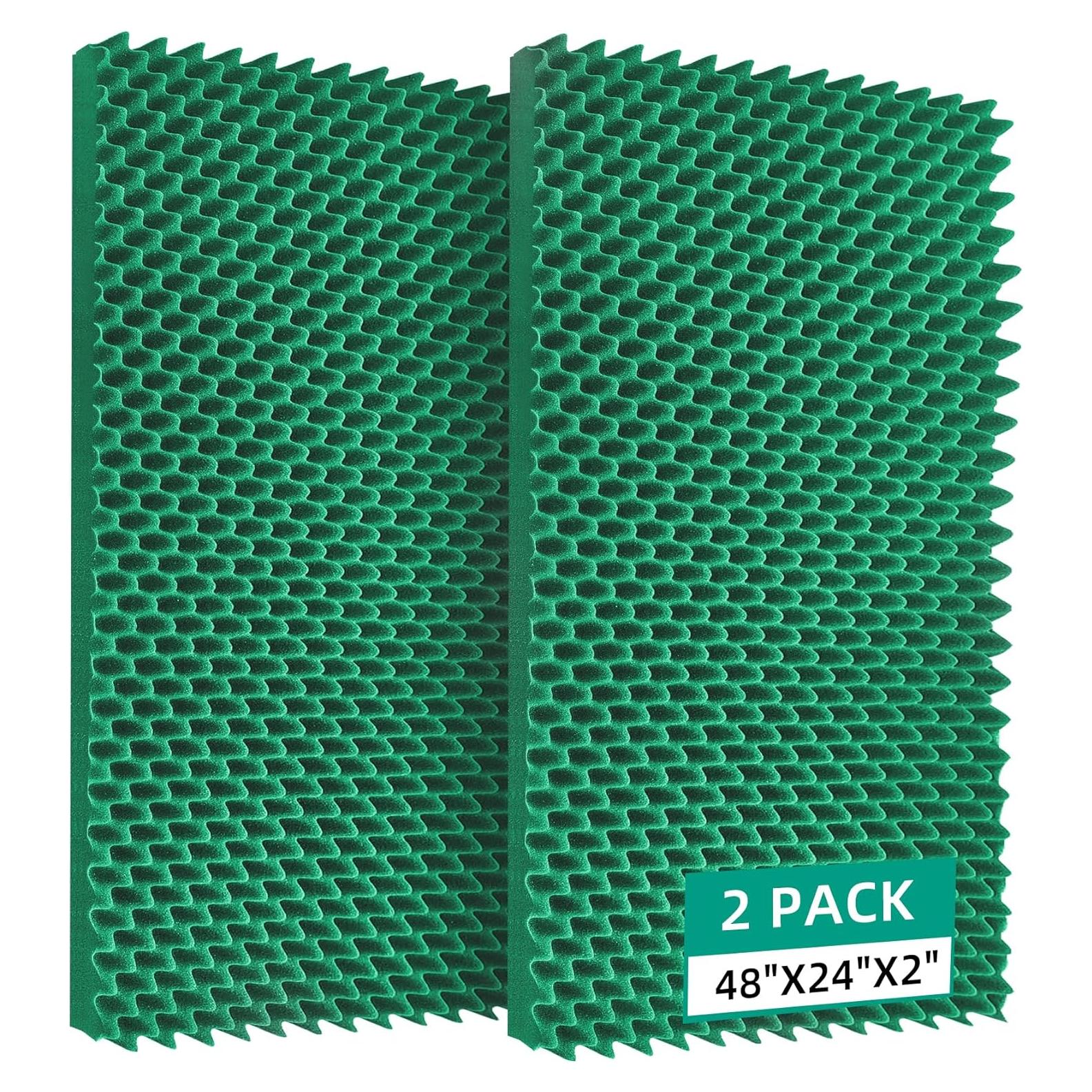 Paquete de 2 Paneles Acústicos de Espuma Verde 122x61x5 cm