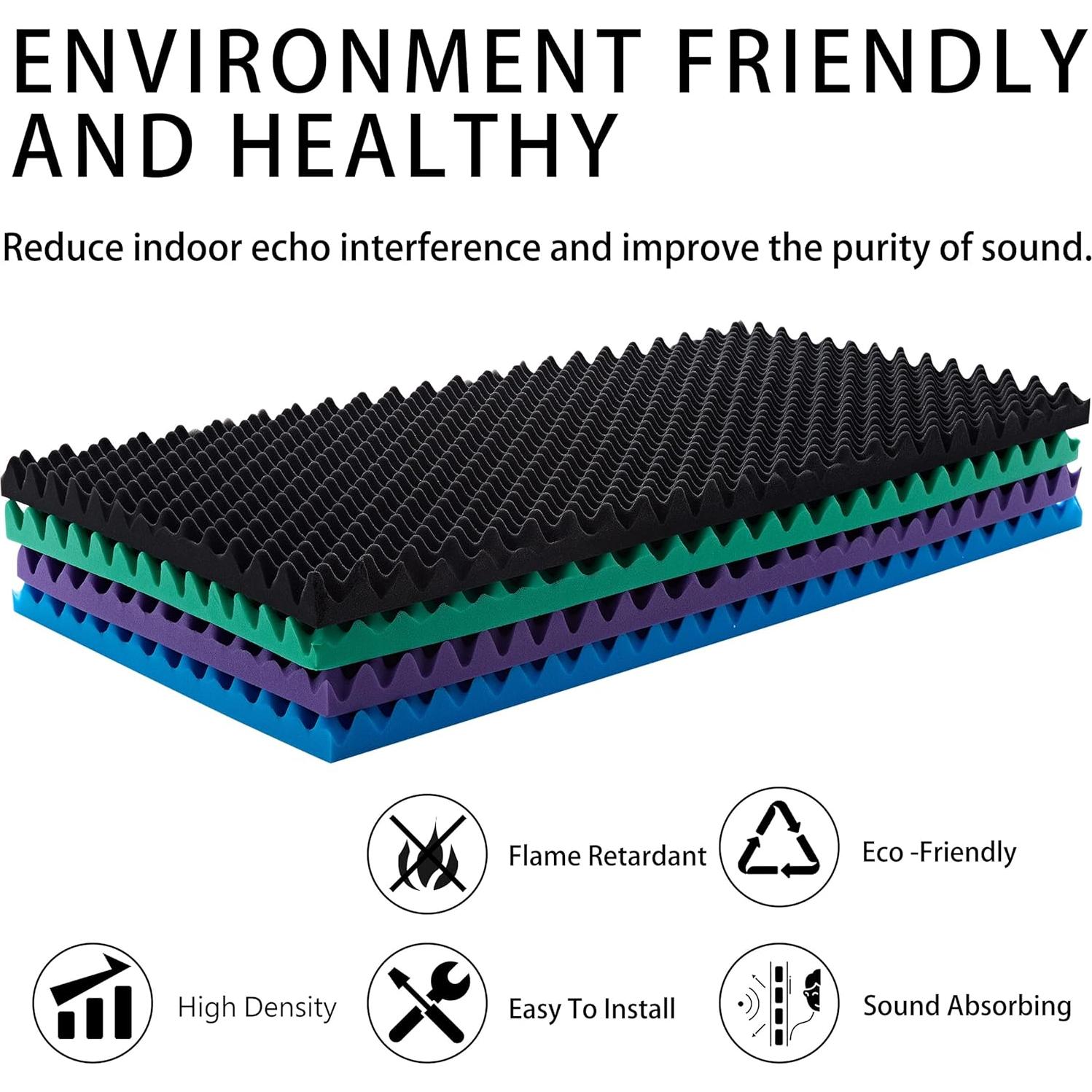 Paquete de 2 Paneles Acústicos de Espuma Verde 122x61x5 cm