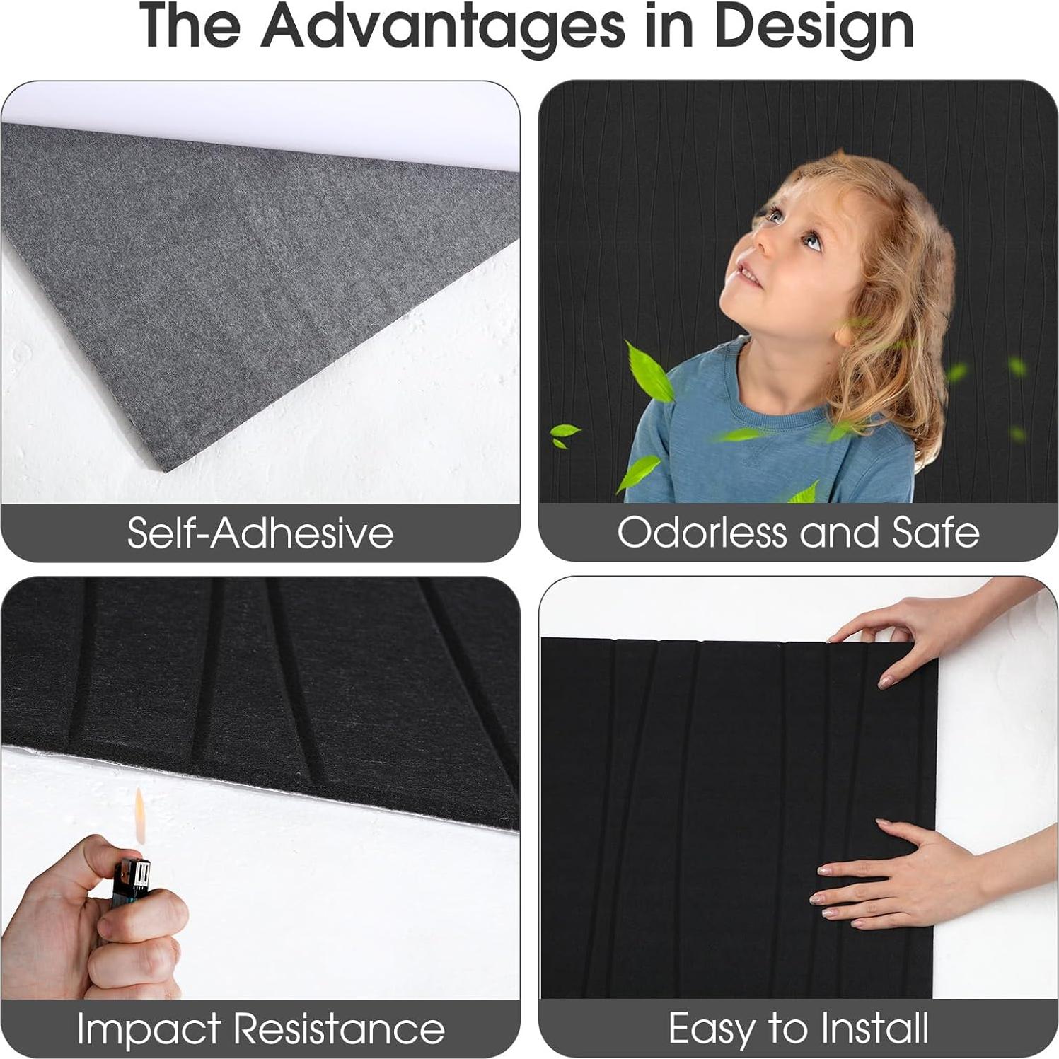 Paquete de 5 Paneles Acústicos Coume 119.4x60 cm Autoadhesivos