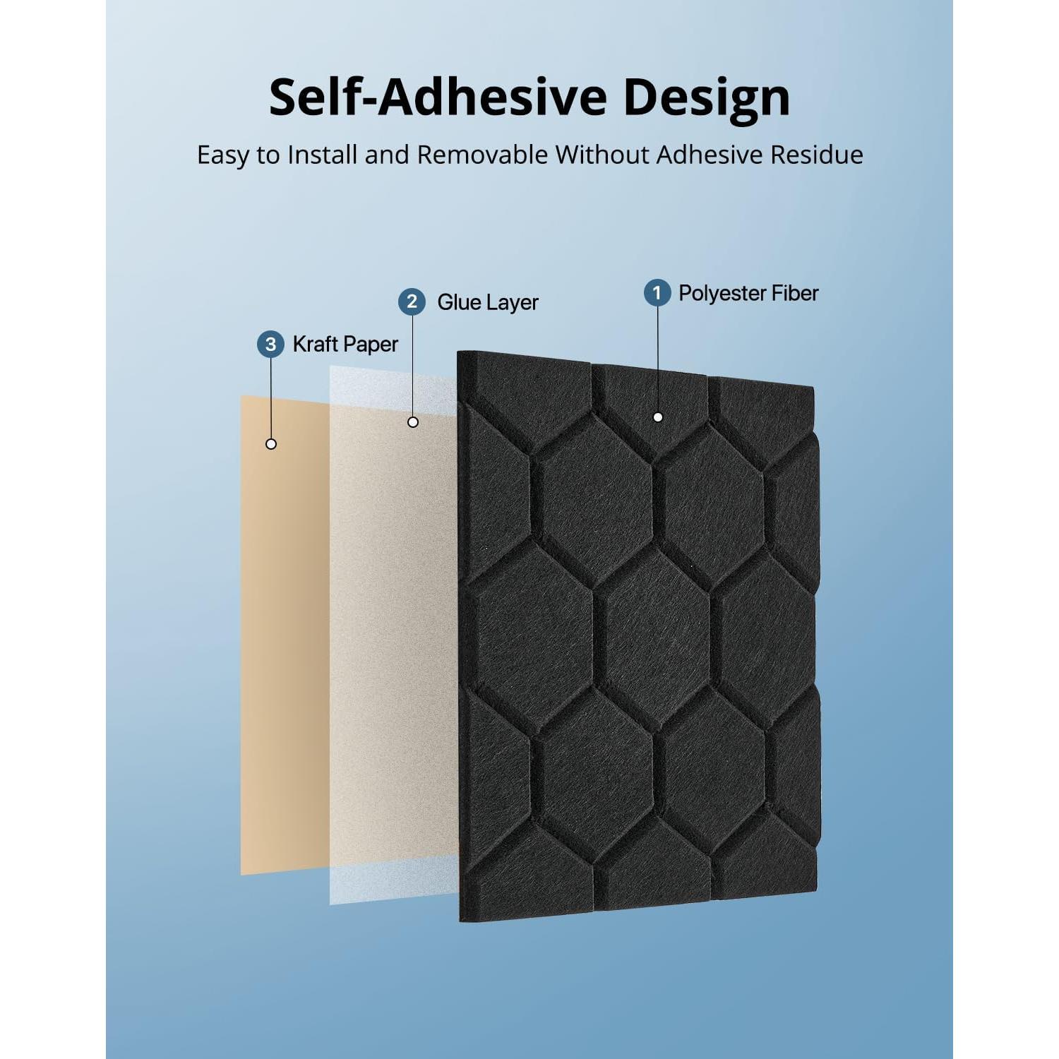 Paneles Insonorizados Autoadhesivos Kuchoow 18 Piezas 30.48cm