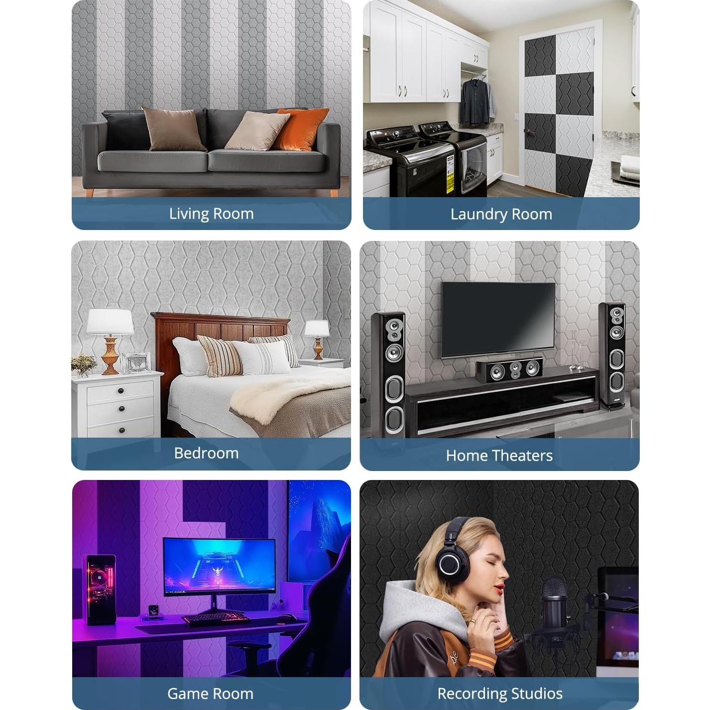 Paneles Insonorizados Autoadhesivos Kuchoow 18 Piezas 30.48cm