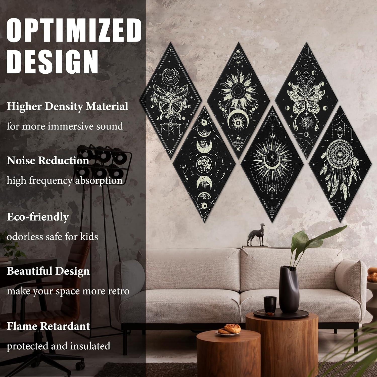 Paneles Acústicos Tutmyrea 6 Piezas Fases de Luna 52x30cm