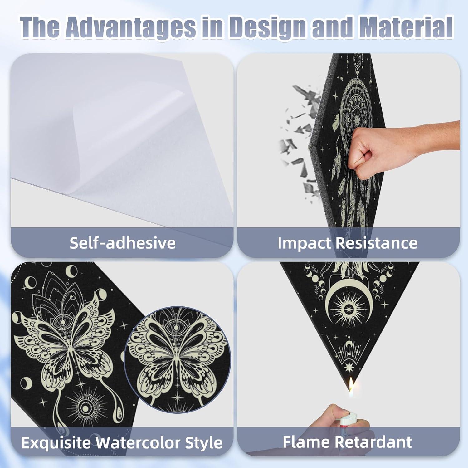 Paneles Acústicos Tutmyrea 6 Piezas Fases de Luna 52x30cm