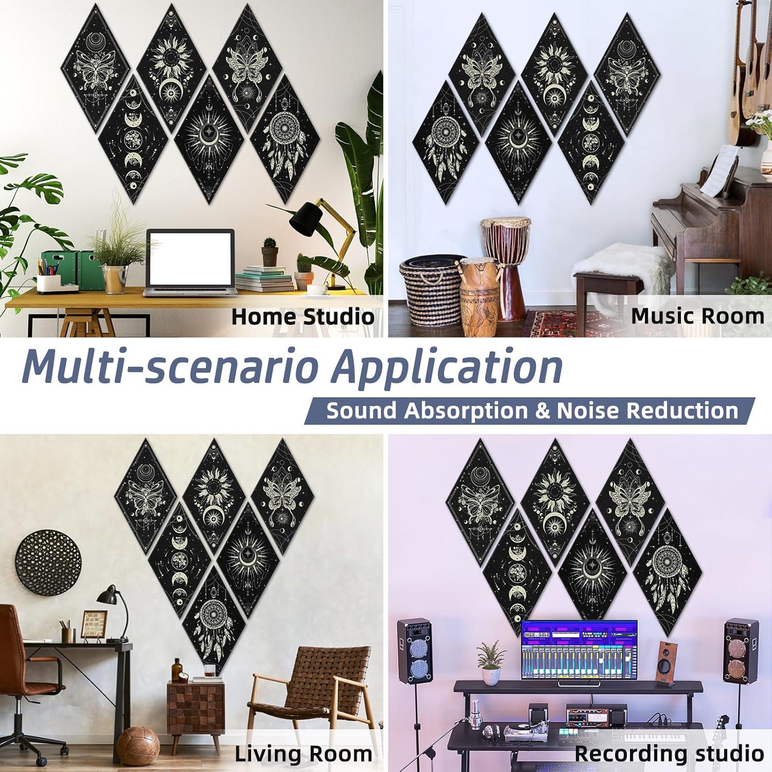 Paneles Acústicos Tutmyrea 6 Piezas Fases de Luna 52x30cm