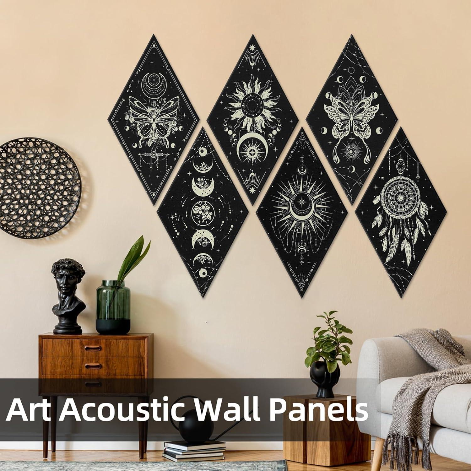 Paneles Acústicos Tutmyrea 6 Piezas Fases de Luna 52x30cm