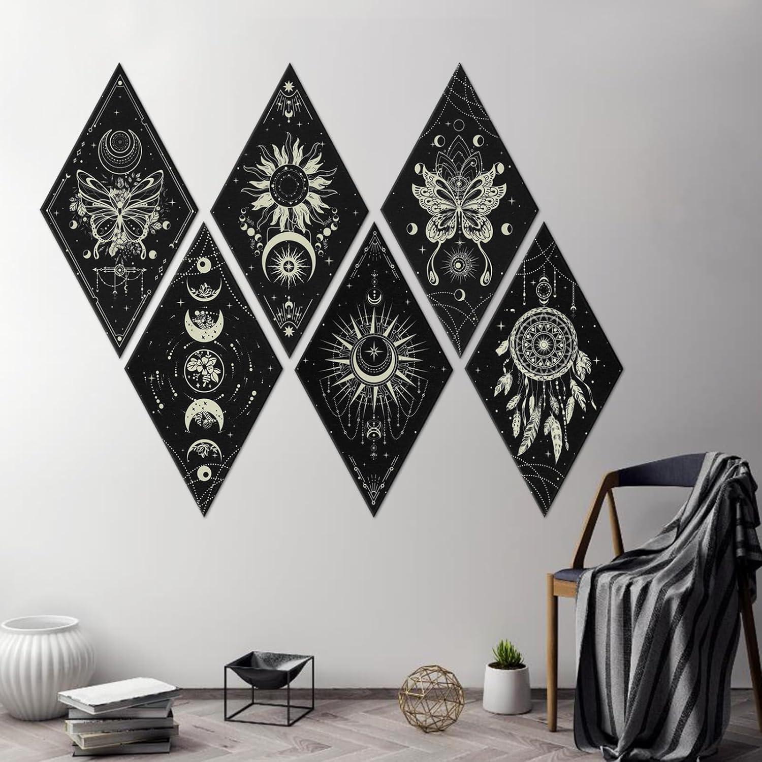 Paneles Acústicos Tutmyrea 6 Piezas Fases de Luna 52x30cm