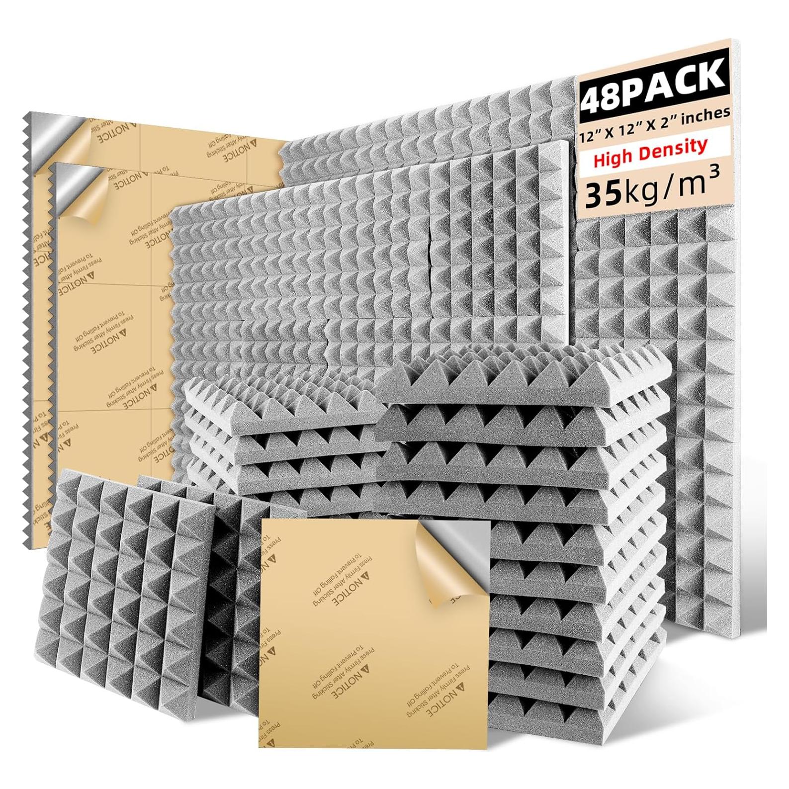 Paneles Acústicos Autoadhesivos Earppie 48 Piezas 30x30cm Gris