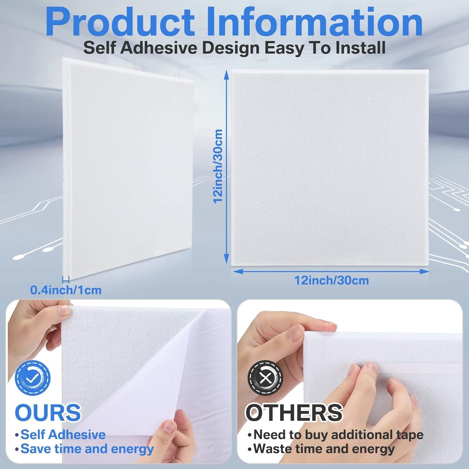 60 Paneles Acústicos Autoadhesivos Geosar 30x30 cm Blanco