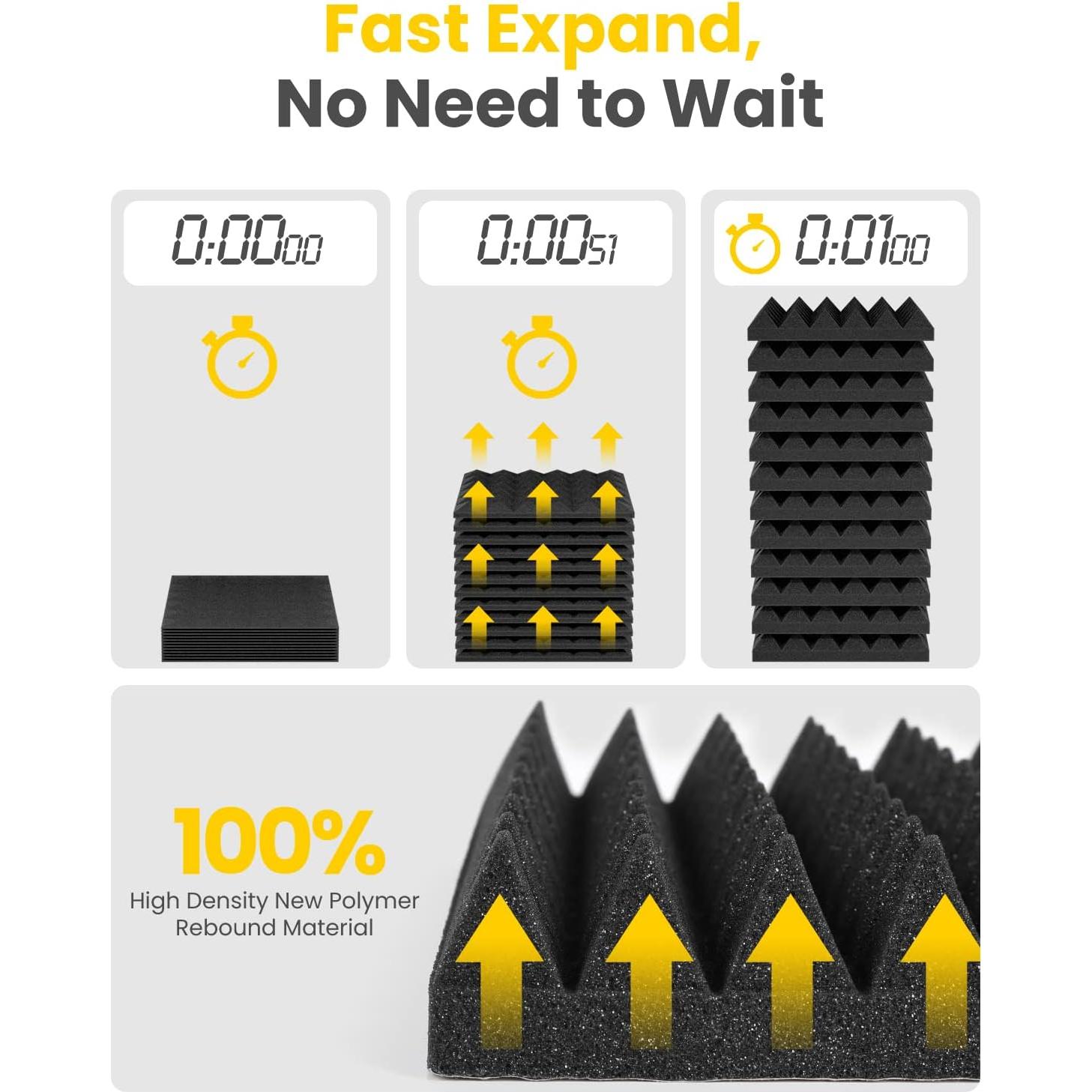 Paquete de 48 Paneles Acústicos BEEQUIET 30.48x30.48cm Negro