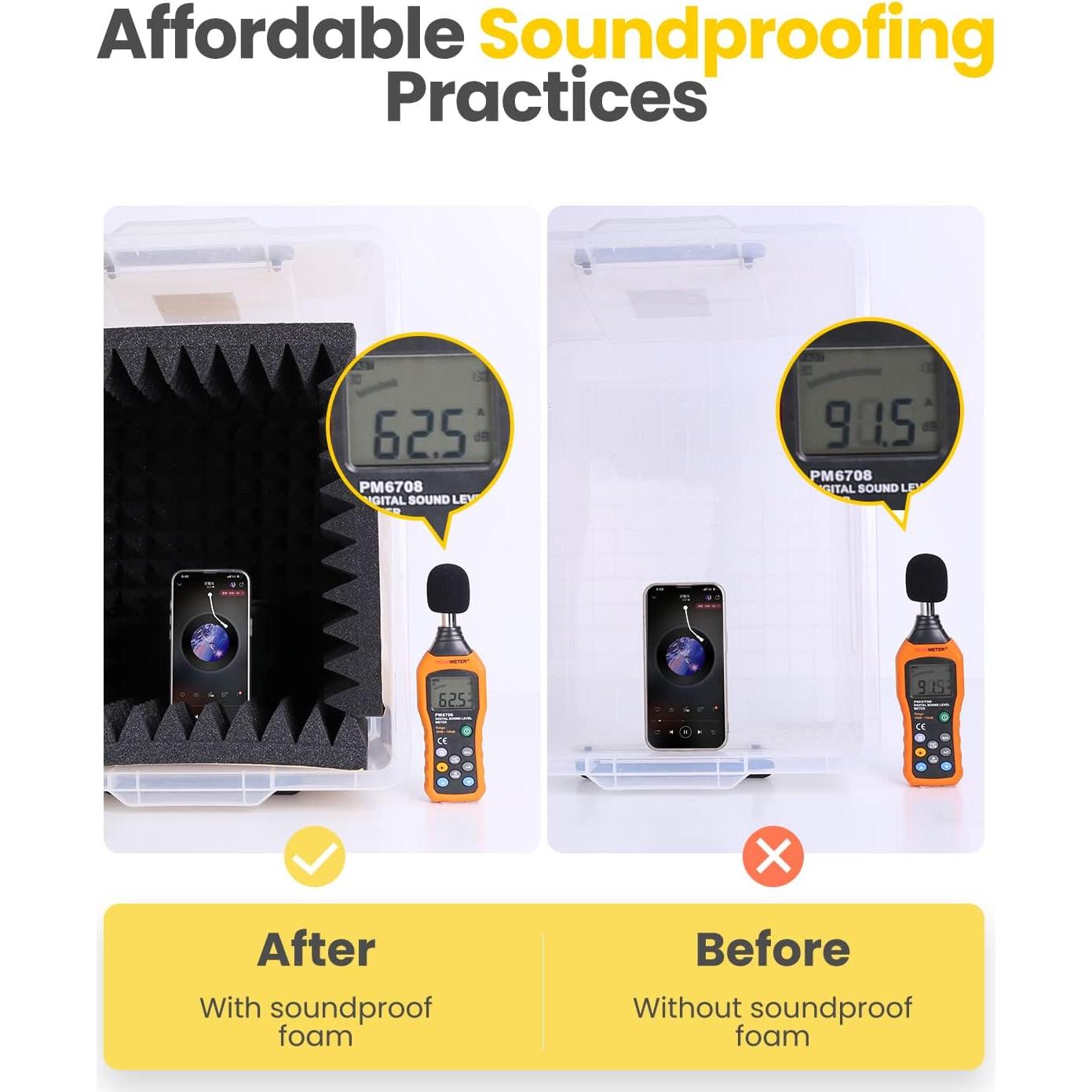 Paquete de 48 Paneles Acústicos BEEQUIET 30.48x30.48cm Negro